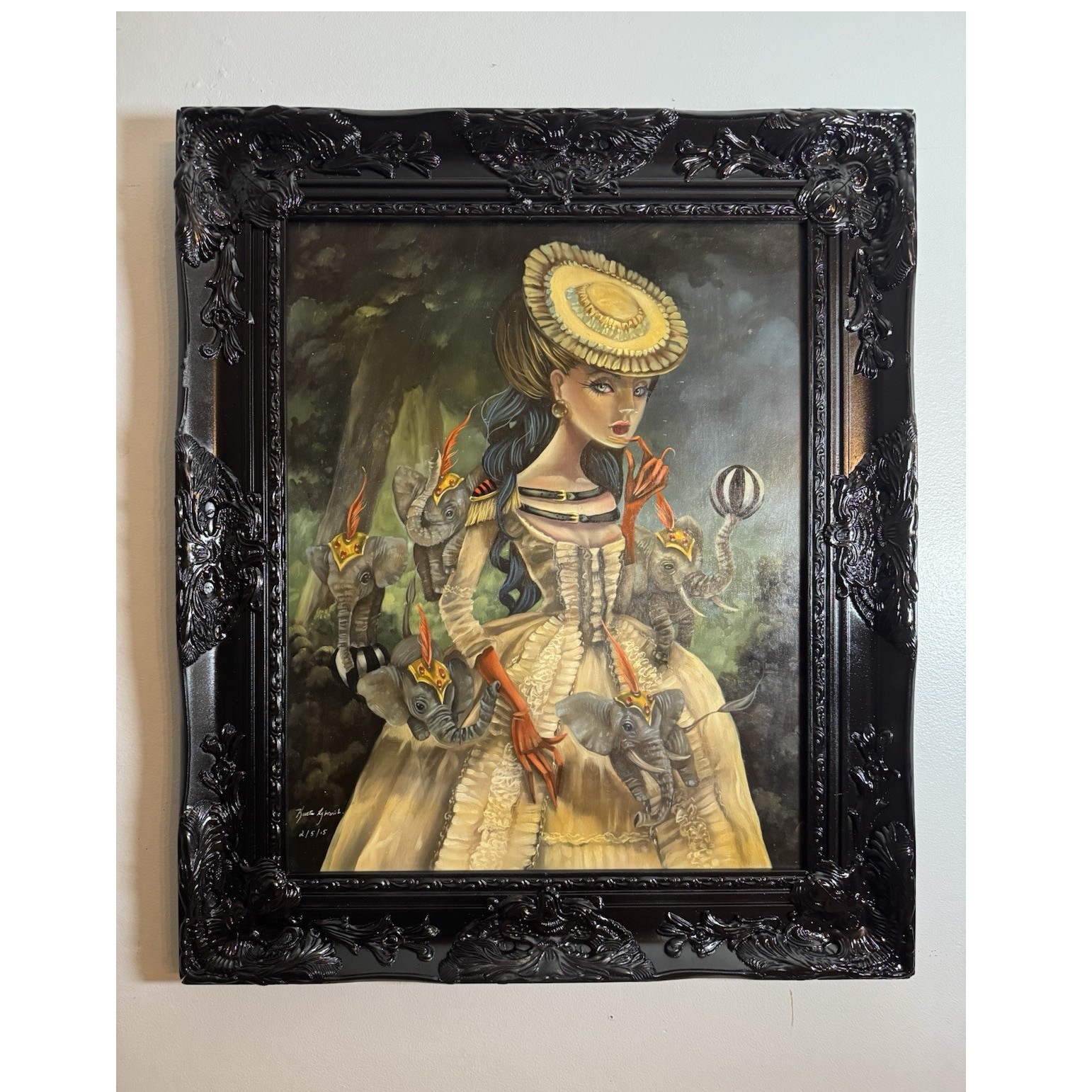 Surrealism Painting The Elephant Tamer by Kurtis Rykovich Ornate Black Frame