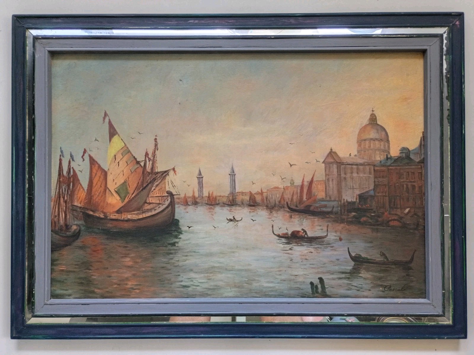 PAUL PASCAL (1839-1905) ORIGINAL FRENCH ANTIQUE VENICE CANAL SCENE OIL PAINTING