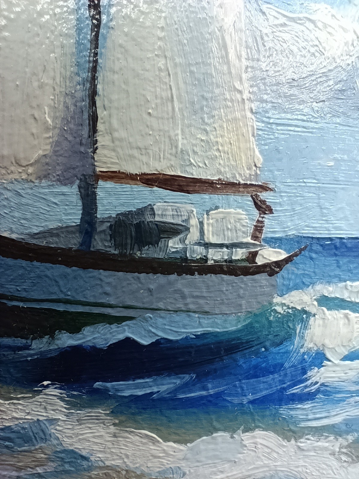 Seascape sailboat oil painting Original art Impressionism painting Boat 6×4