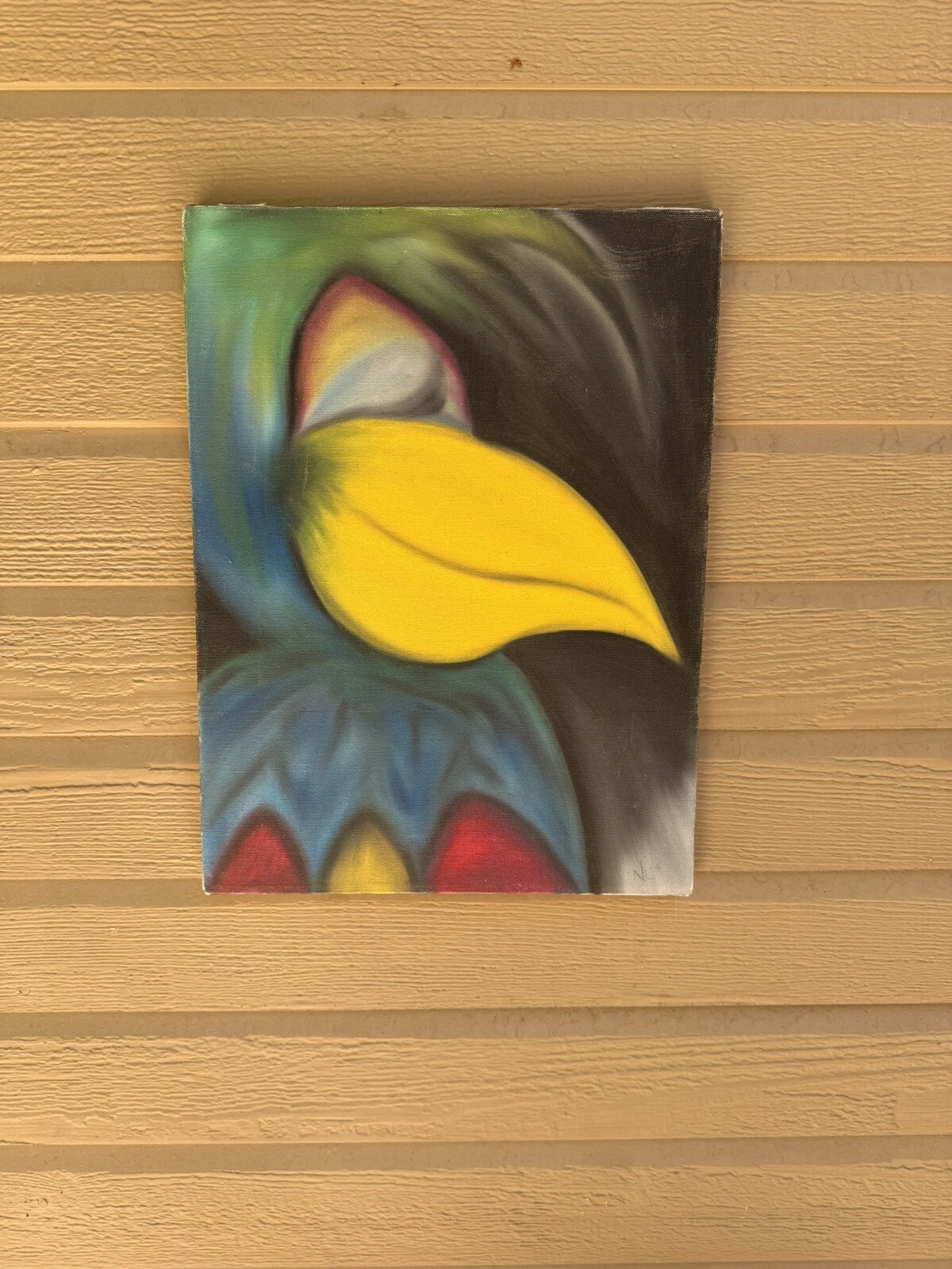 NL 2004 Signed Oil Painting on Canvas TOUCAN Bird Portrait 16 x 12 inch