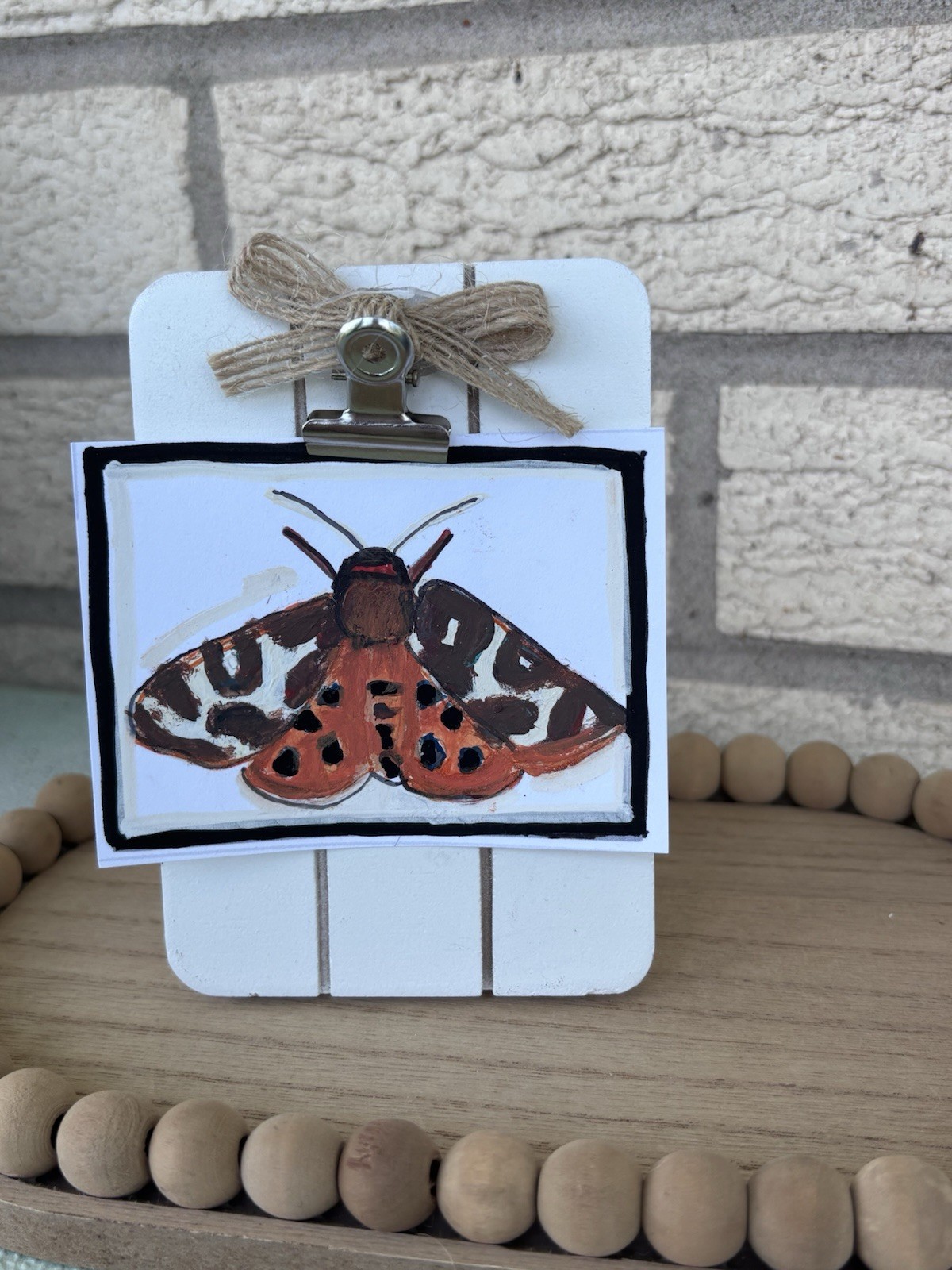 ACEO ATC OOAK Acrylic Painting, 2.5 x 3.5 inches, Garden Tiger Moth