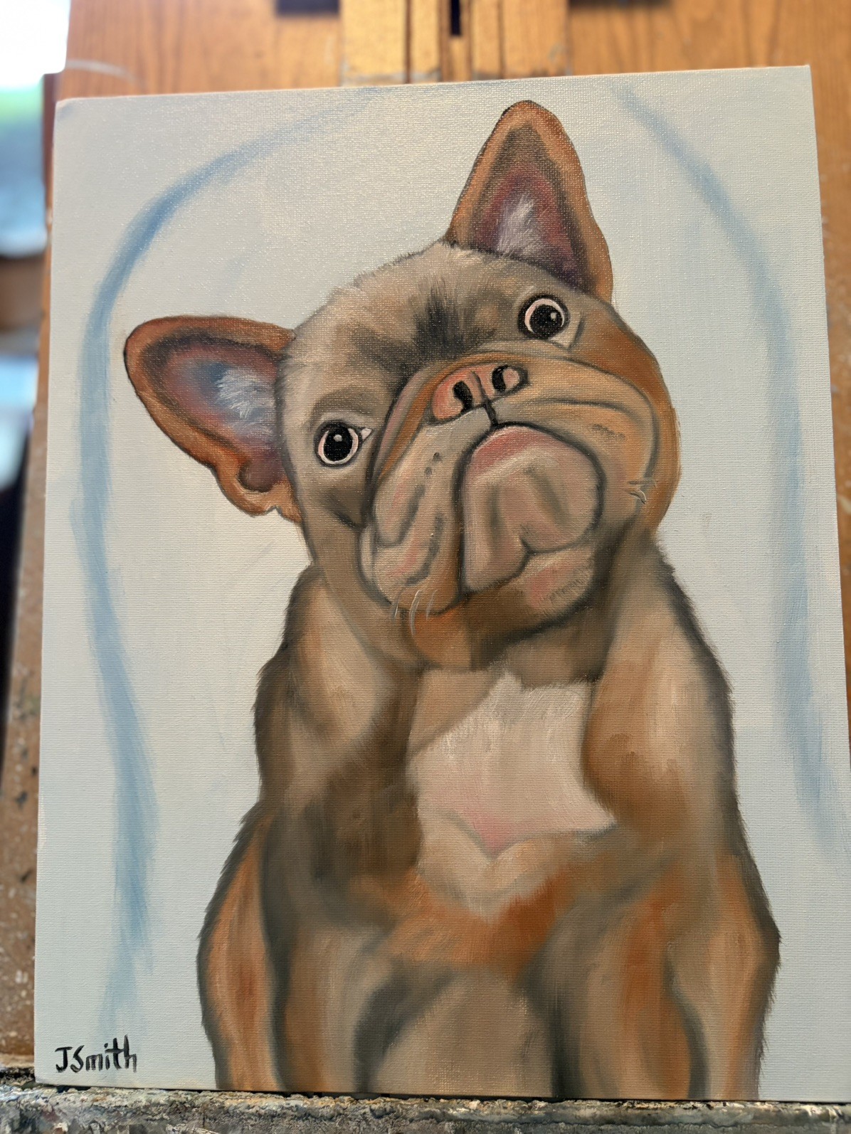 Original oil painting 11 x 14 inch French Bulldog with sassy attitude