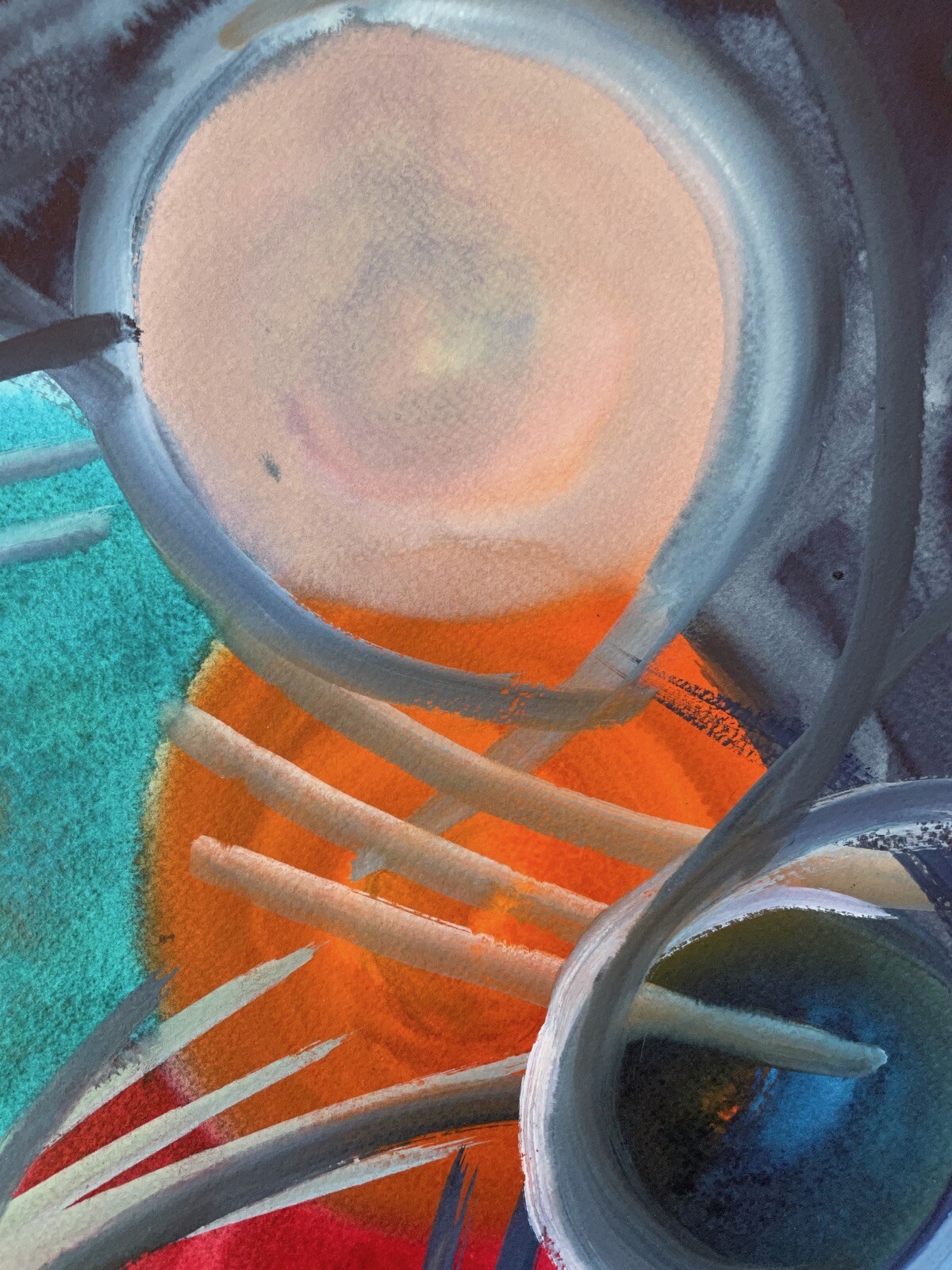 Modern Art Abstract Composition Geometric Colorful Circles Spheres