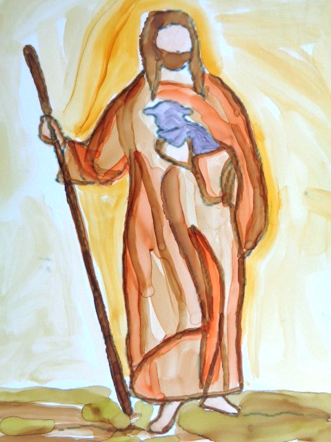 Original INSPIRATIONAL CHRIST JESUS THE SHEPHERD Abstract Painting 8X10