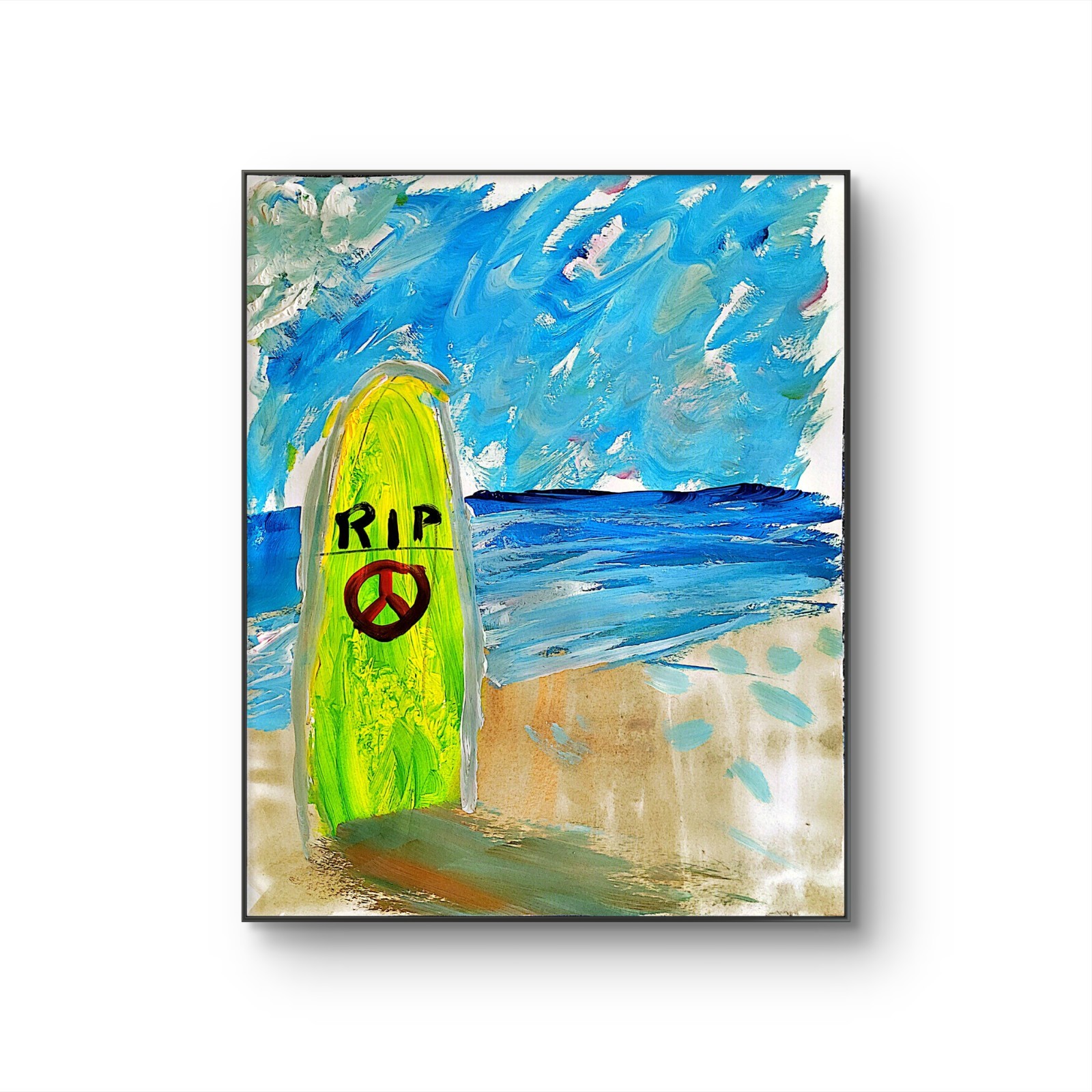 Surfers’ Graveyard Abstract Expressionist Original Gallery Paper Painting 11×14