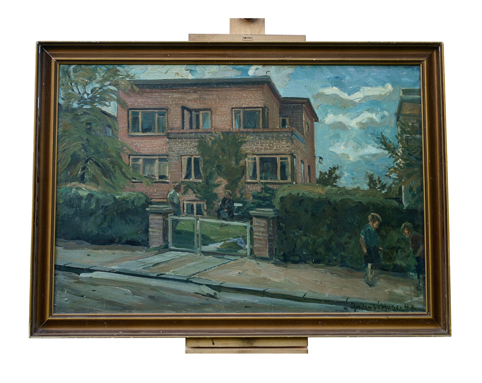 Anders Hune City View Villa Oil on Canvas Signed Framed Original Antique