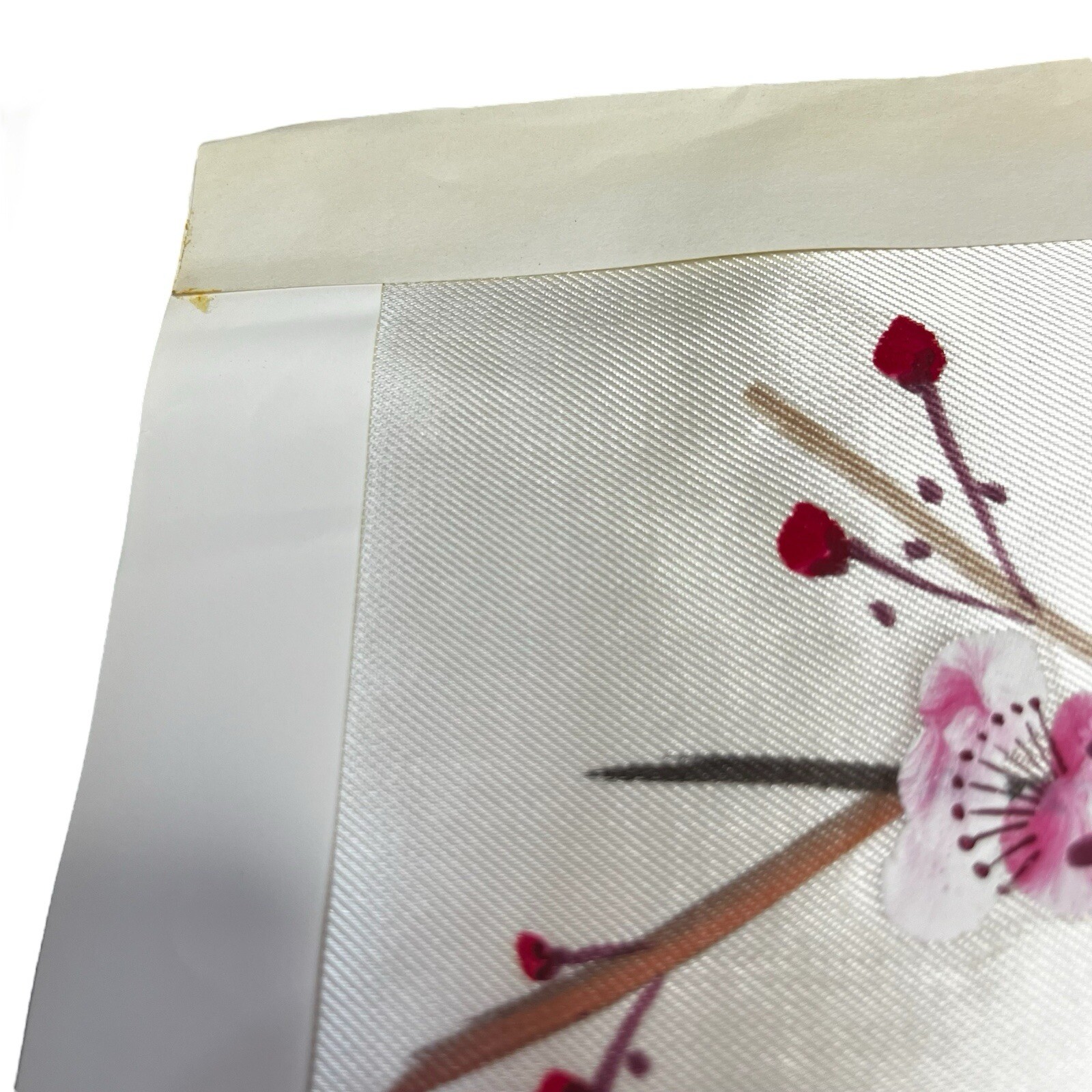 Set 2 Vintage Chinese Silk Painting Panels Birds in Flowering Tree 18.5″ x 11.5″