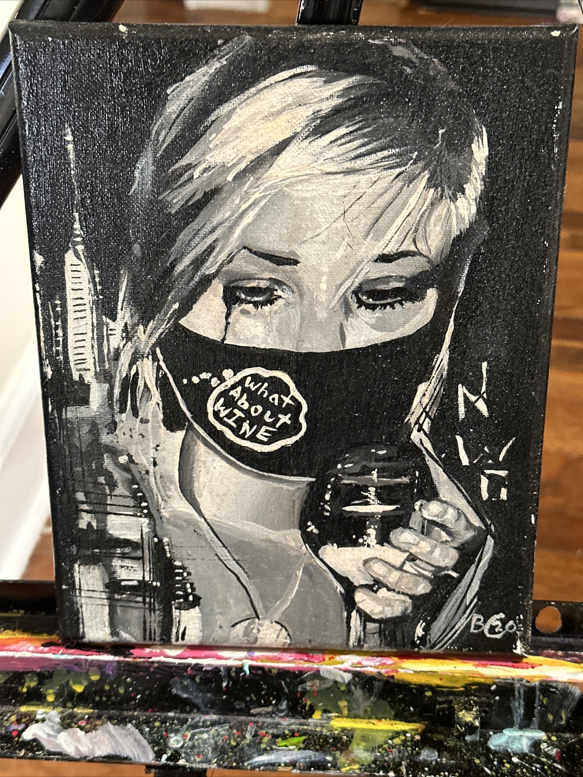 Original Black & White Pandemic Painting