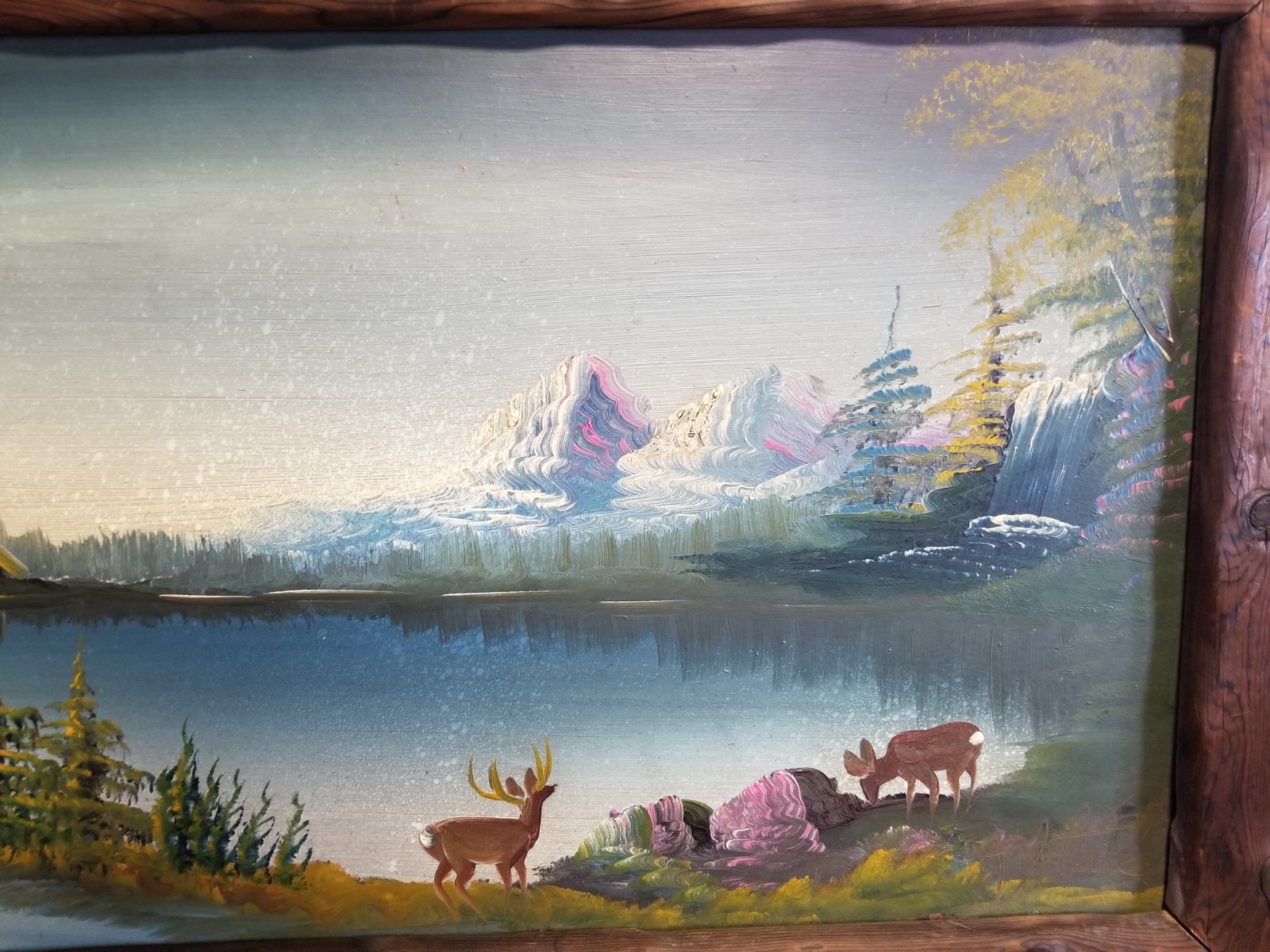 Vintage Burnette G Pletan Original Signed & Framed Painting Landscape 16″ x 32″