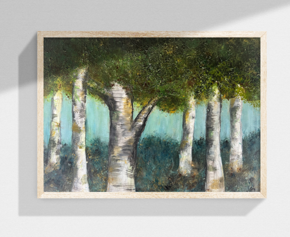 Trees Abstract Acrylic Painting | Original Artwork «Misty Morning» 11×14 Canvas