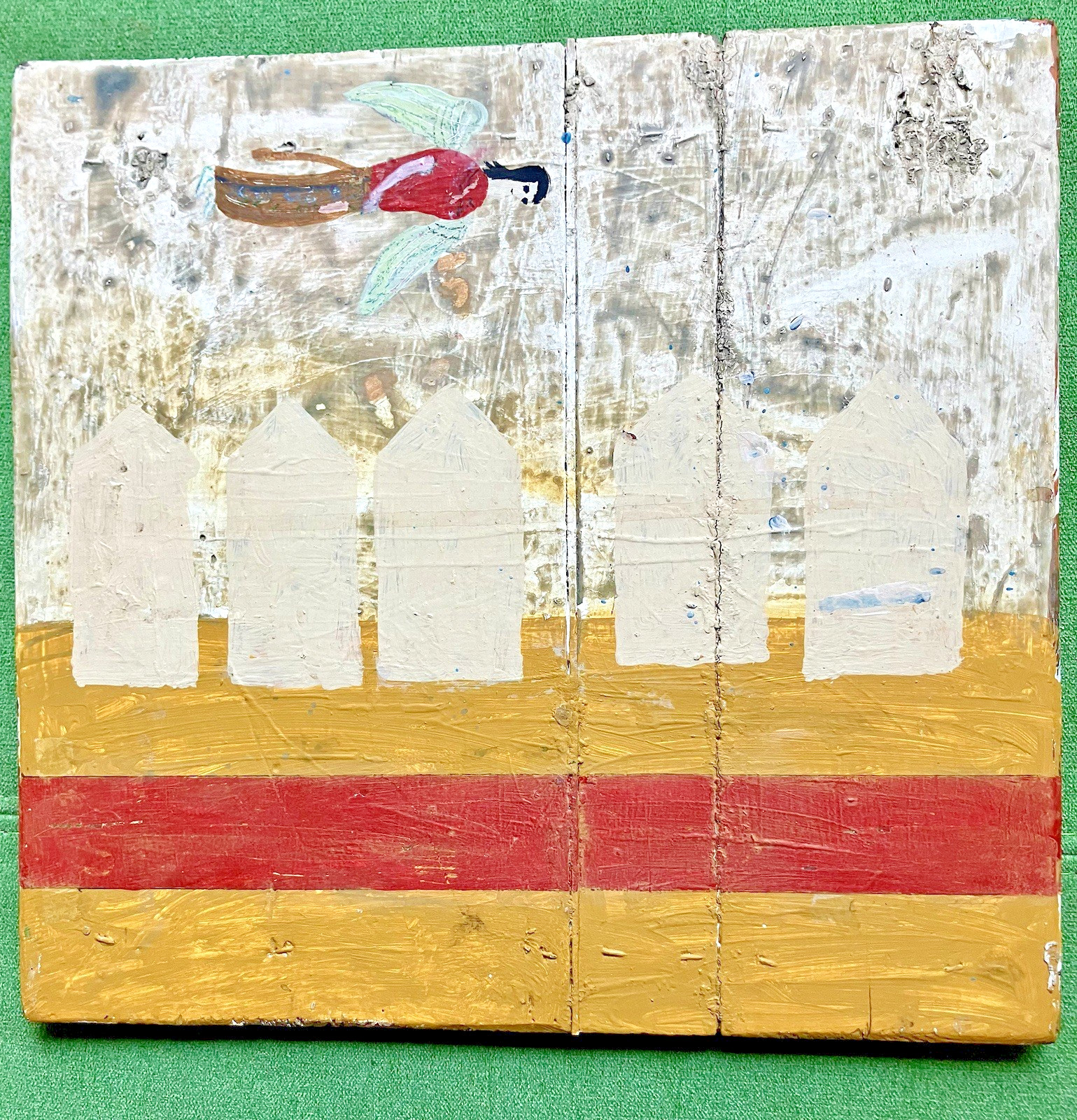 Billy Woolway “Angel at 11:00” Primitive 1993 Painting on Wood OOAK
