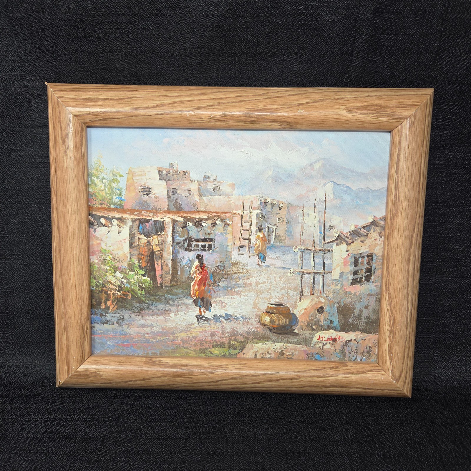 VTG Southwest Pueblo Native American Art Oil Painting 12×10 Signed See Pics