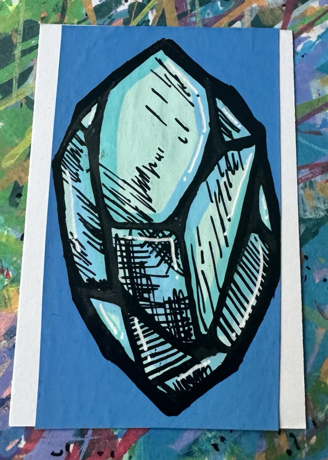 ACEO Art Card Blue Is Cool Is Things 2 Of 5 By Britney B Crystal