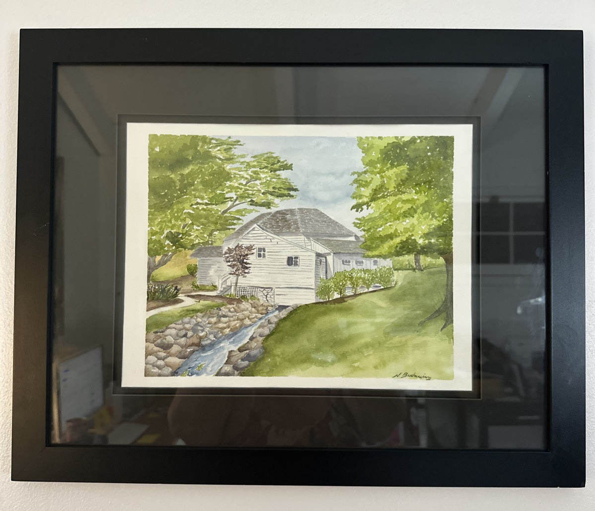 Beautiful Landscape Watercolor Print Signed Matted and Framed 16 x 20