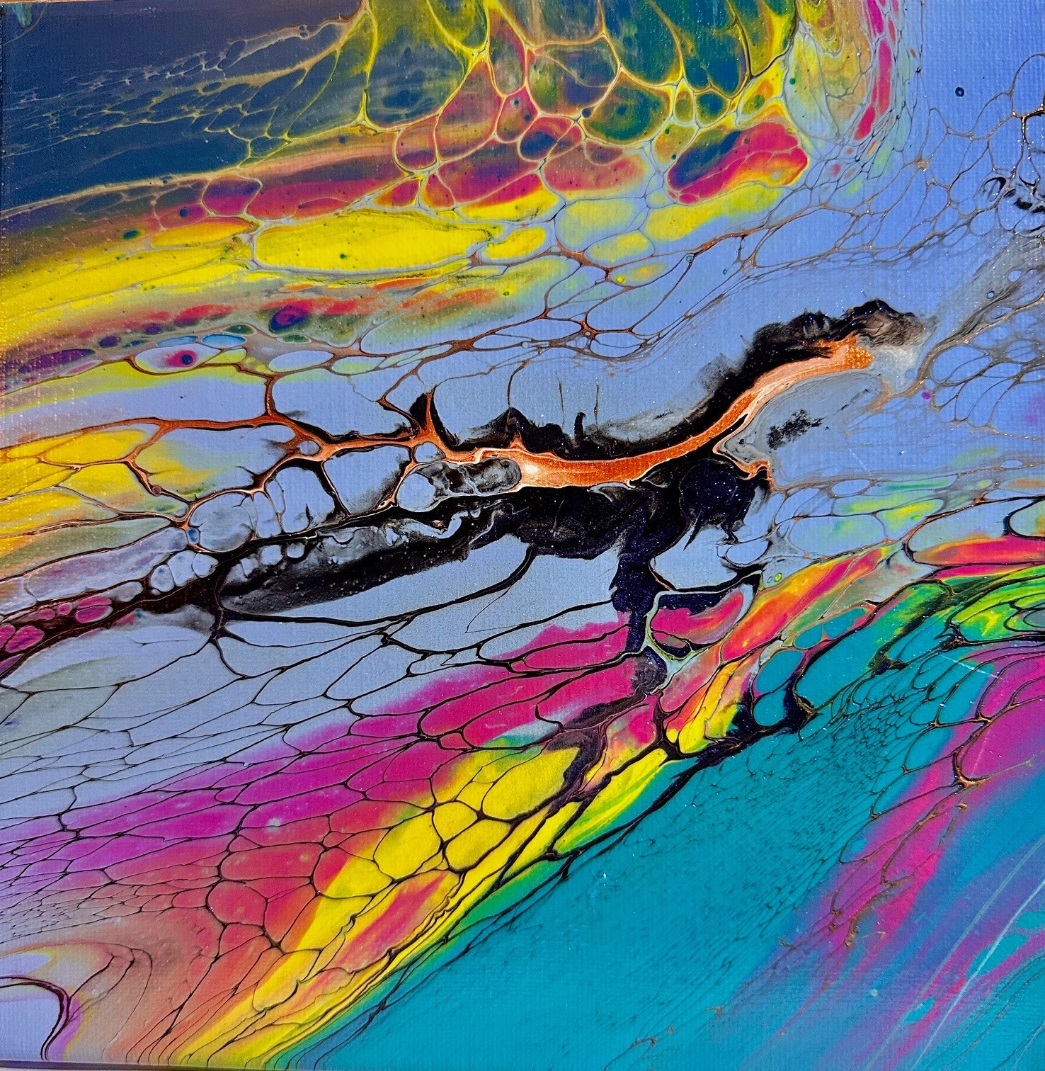 Original Acrylic 8″x8″ Canvas Art OOAK (One of a Kind) Auto, Date, Numbered 1/1