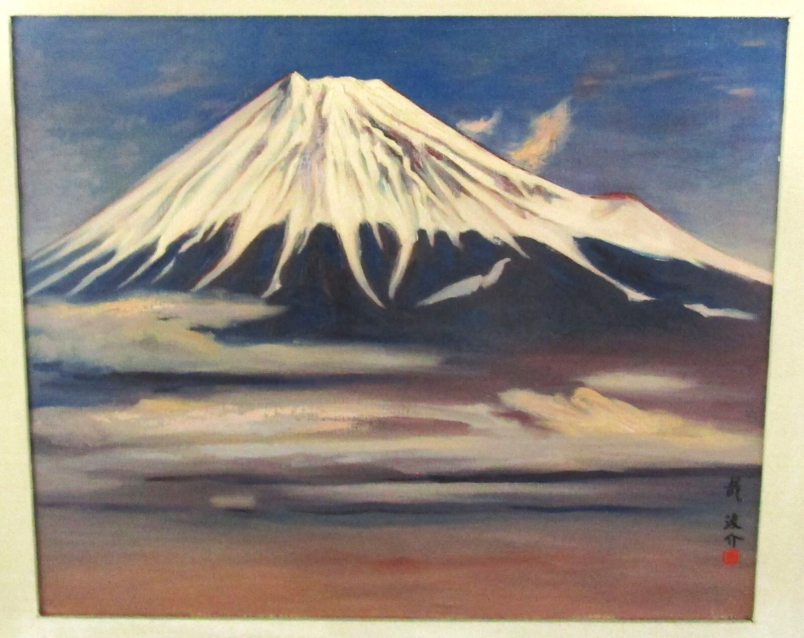Fine Mid-Century JAPANESE IMPRESSIONIST Oil Painting of Mt. Fuji, circa 1960s