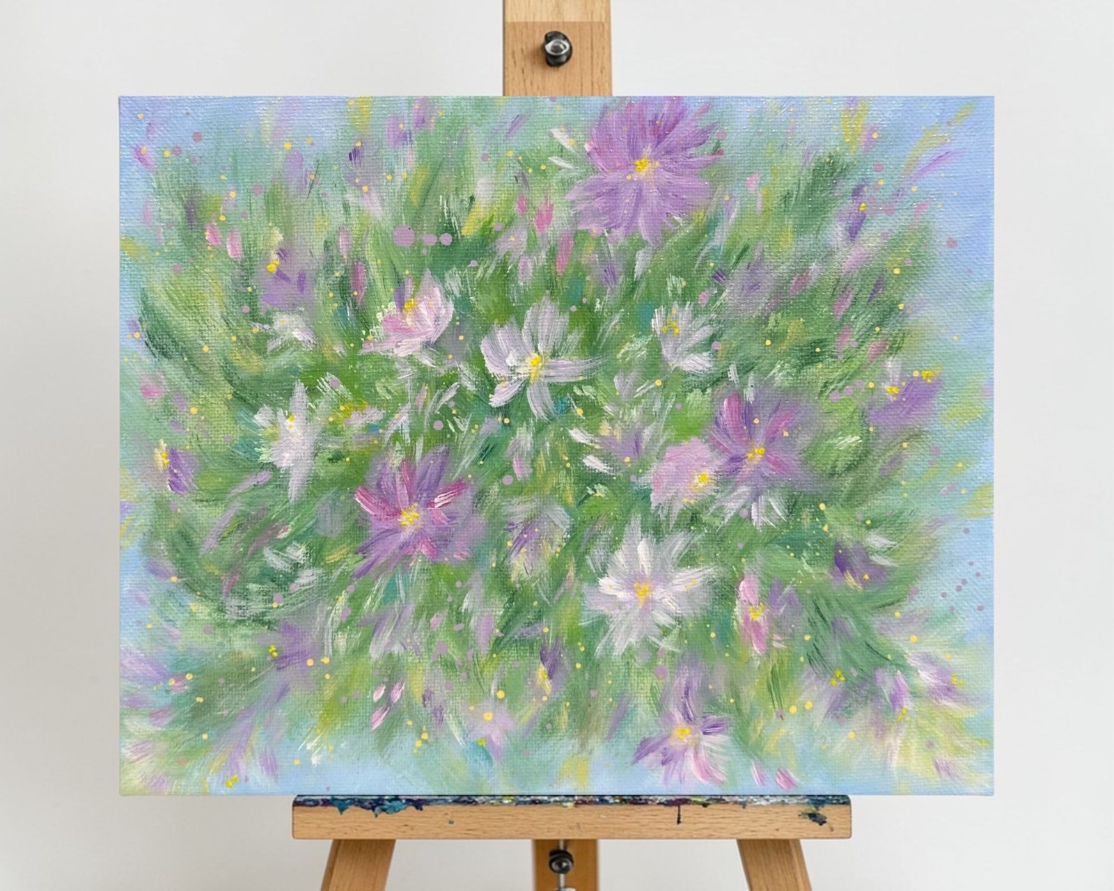 «Flowering 1″ Stretched Canvas Acrylic Painting Floral Wall Art 8″ x 10»