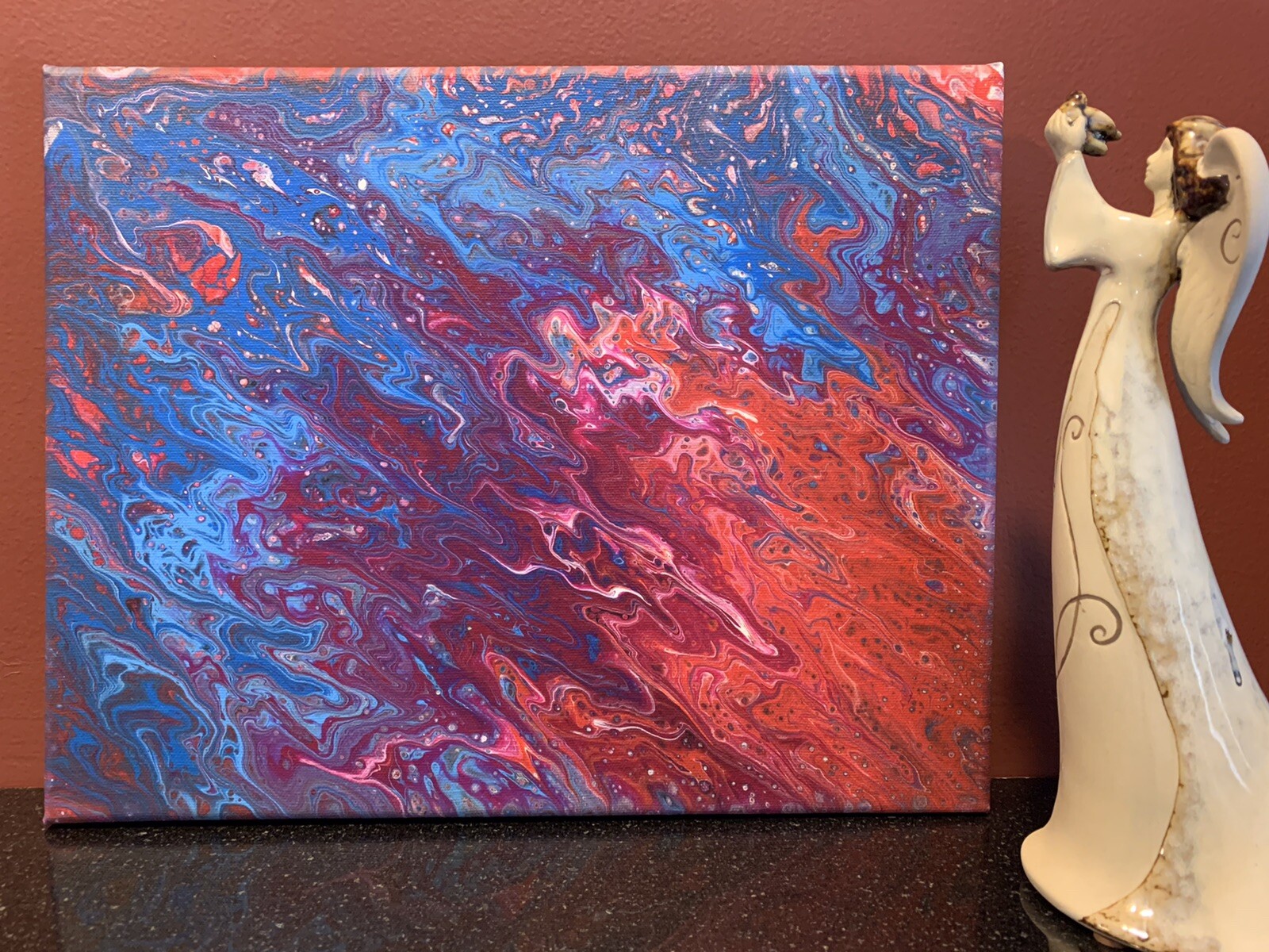 Fire and Water – Modern Art Original Abstract Acrylic Pour Painting Canvas