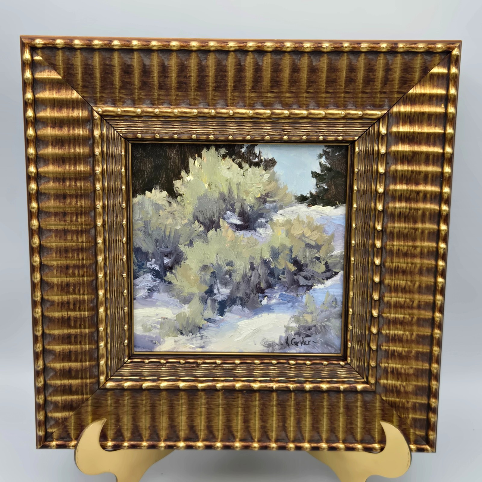 Fine Art Oil Painting Landscape Sage Brush Signed NV Artist Kathryn Grider 10×10