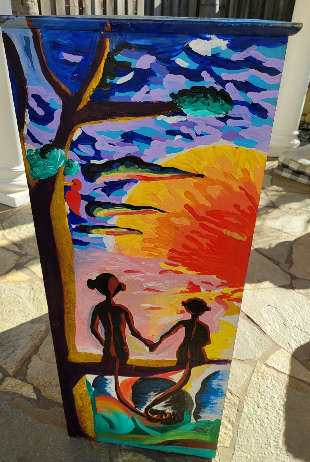 Hand Painted Artist Studio Crafts Chest Mural Graffiti Surreal Art Cubist Disney