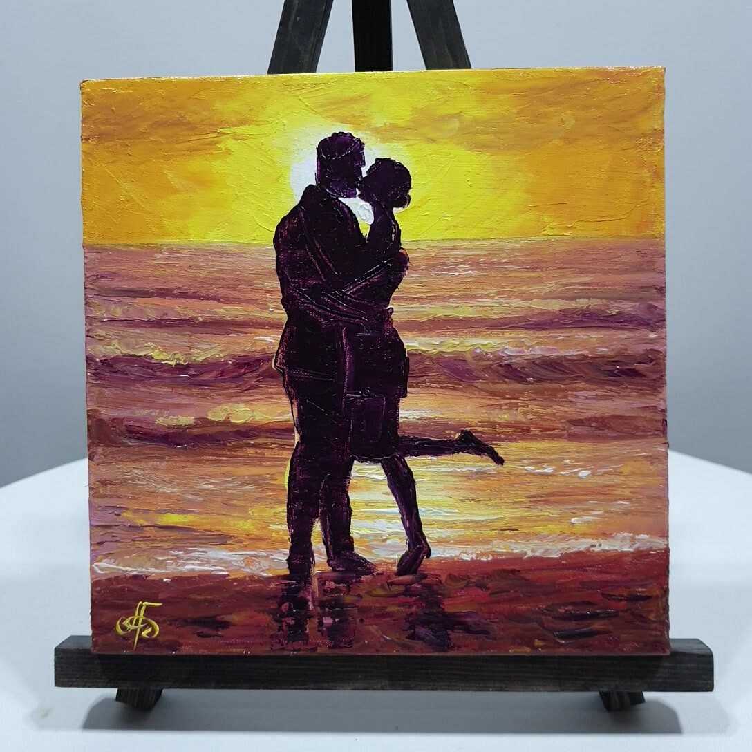 Ukraine Artist Twilight Romance Duet Original Oil Painting Gift Wall Art Decor