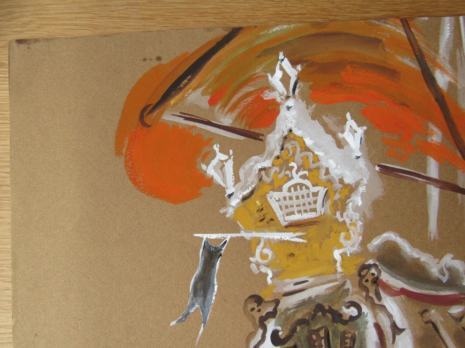 Opera Decor Gouache Drawing Signed by Jacques André Brégère set design painting