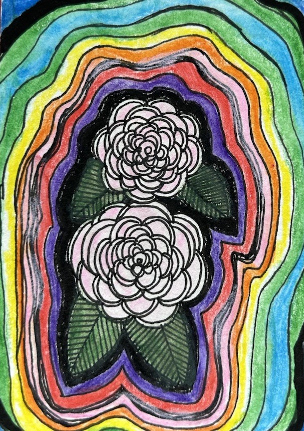 Two Roses 🌹🌹 ACEO 2.5”x3.5” Original Watercolor Painting Art By Miss Rina