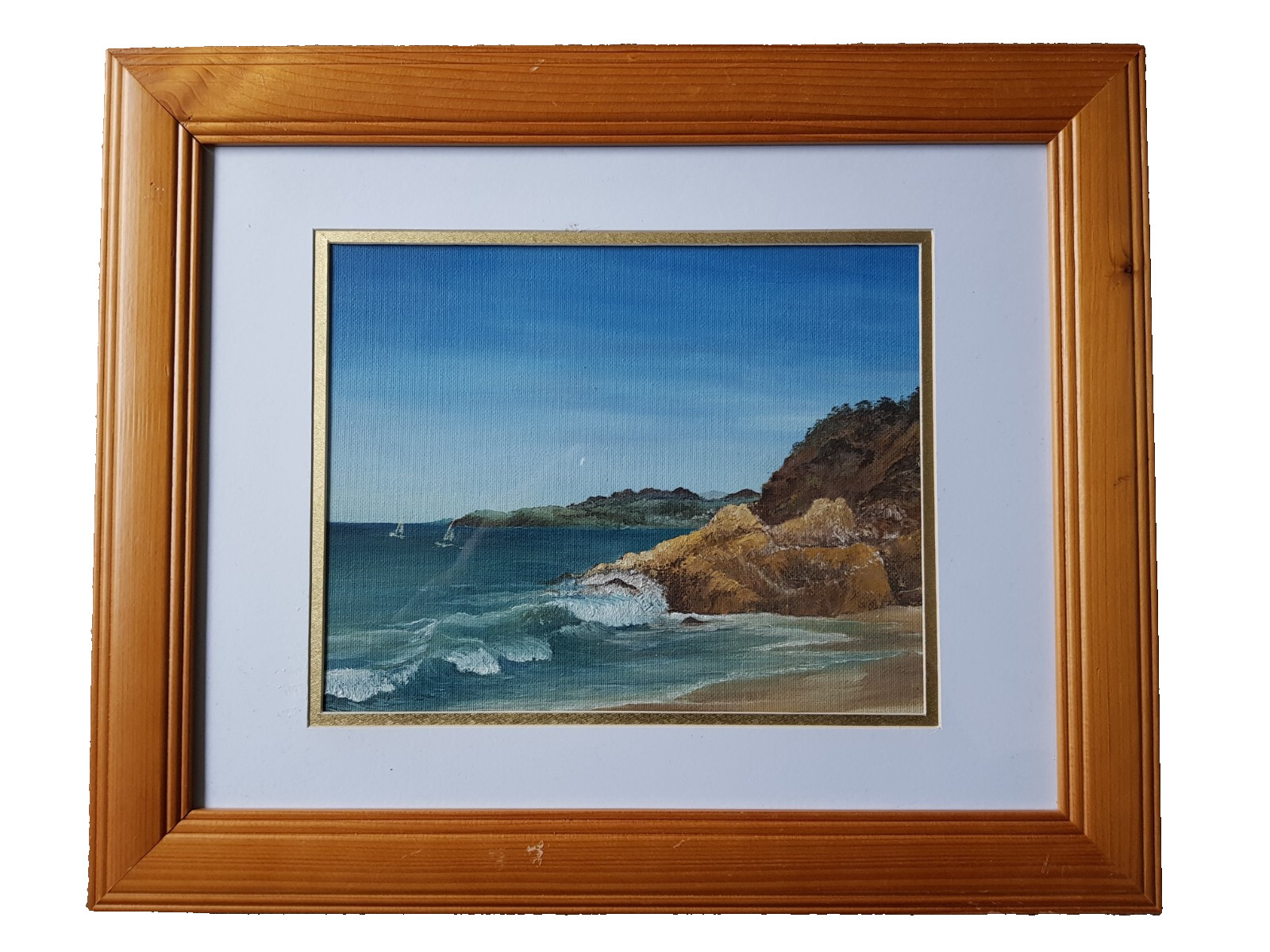 Vintage framed landscape oil painting on canvas by N. Hetherington