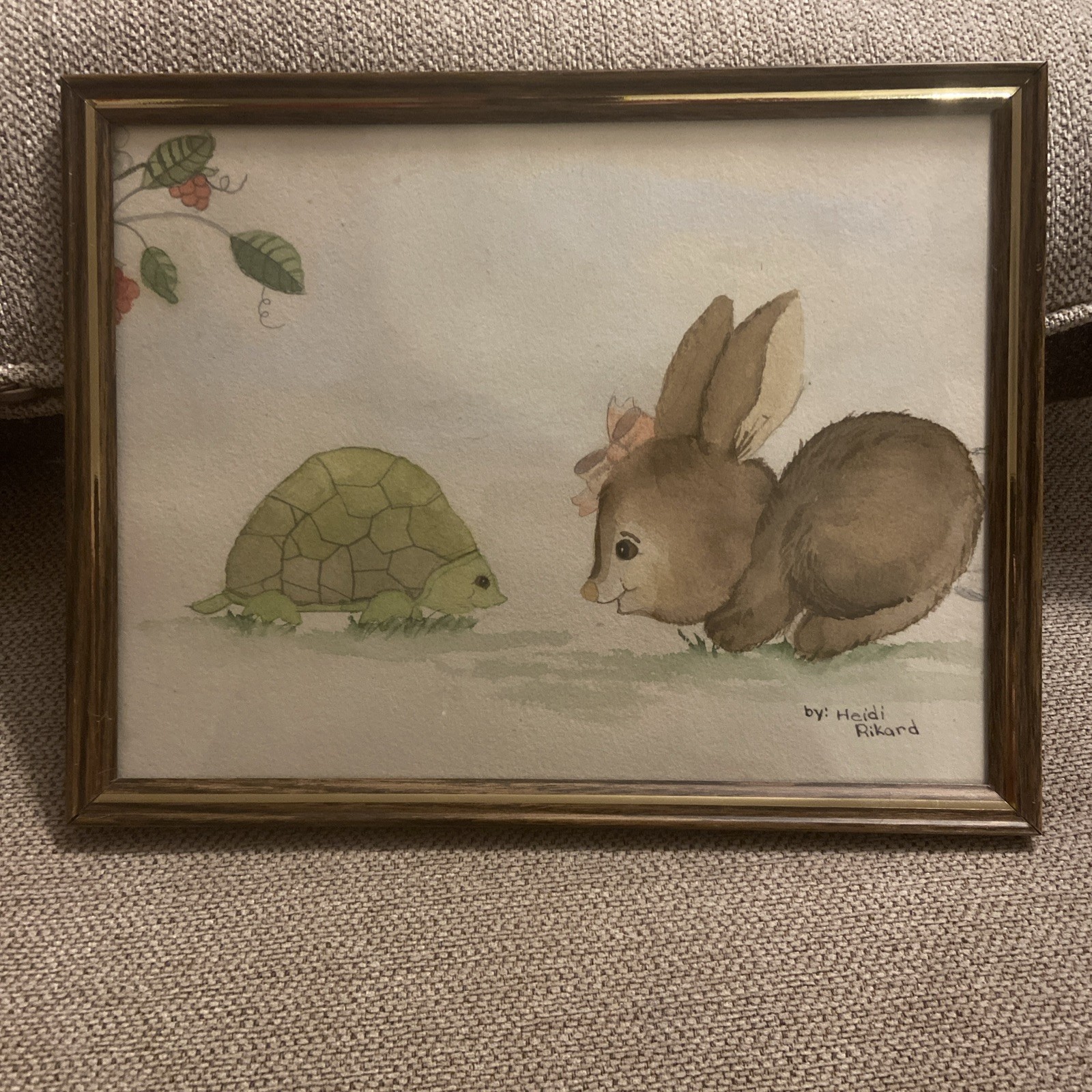 The Tortoise and Hare Watercolor Original Impressionism Signed 11” X 8 1/2”