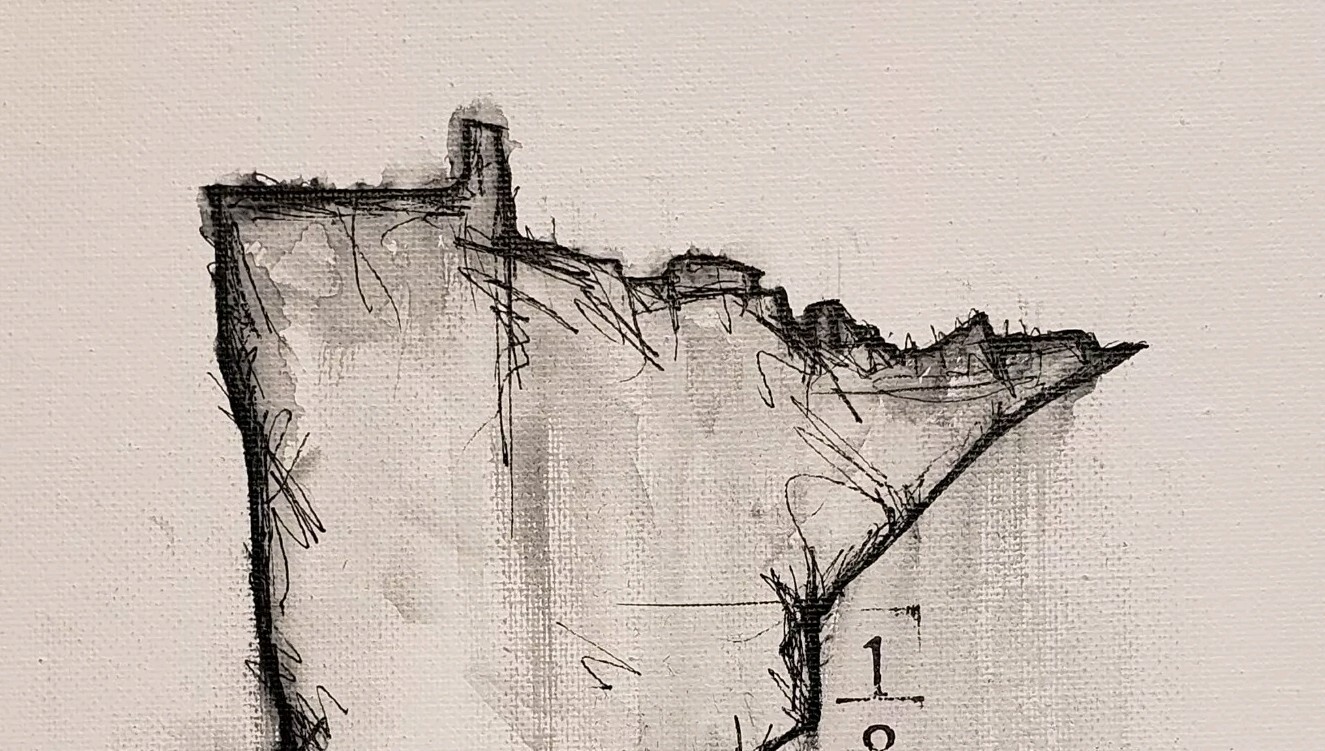 Original Abstract Modern Minimal Ink Painting By K.A.Davis » Minnesota «