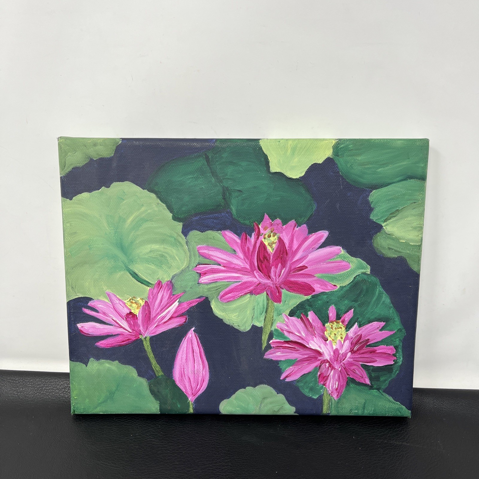 Original Acrylic 8×10 Lilly Pad Floral Canvas Art