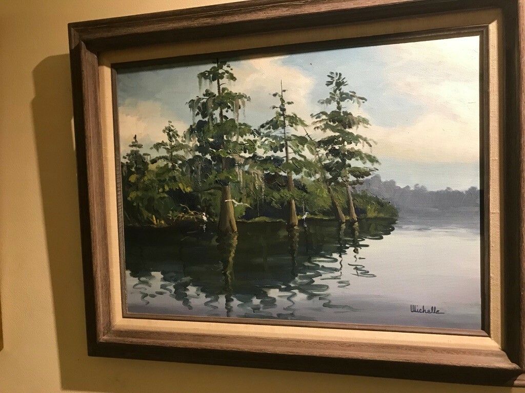 FRAMED ORIGINAL SIGNED OIL PAINTING EVERGLADES SCENE 18X24