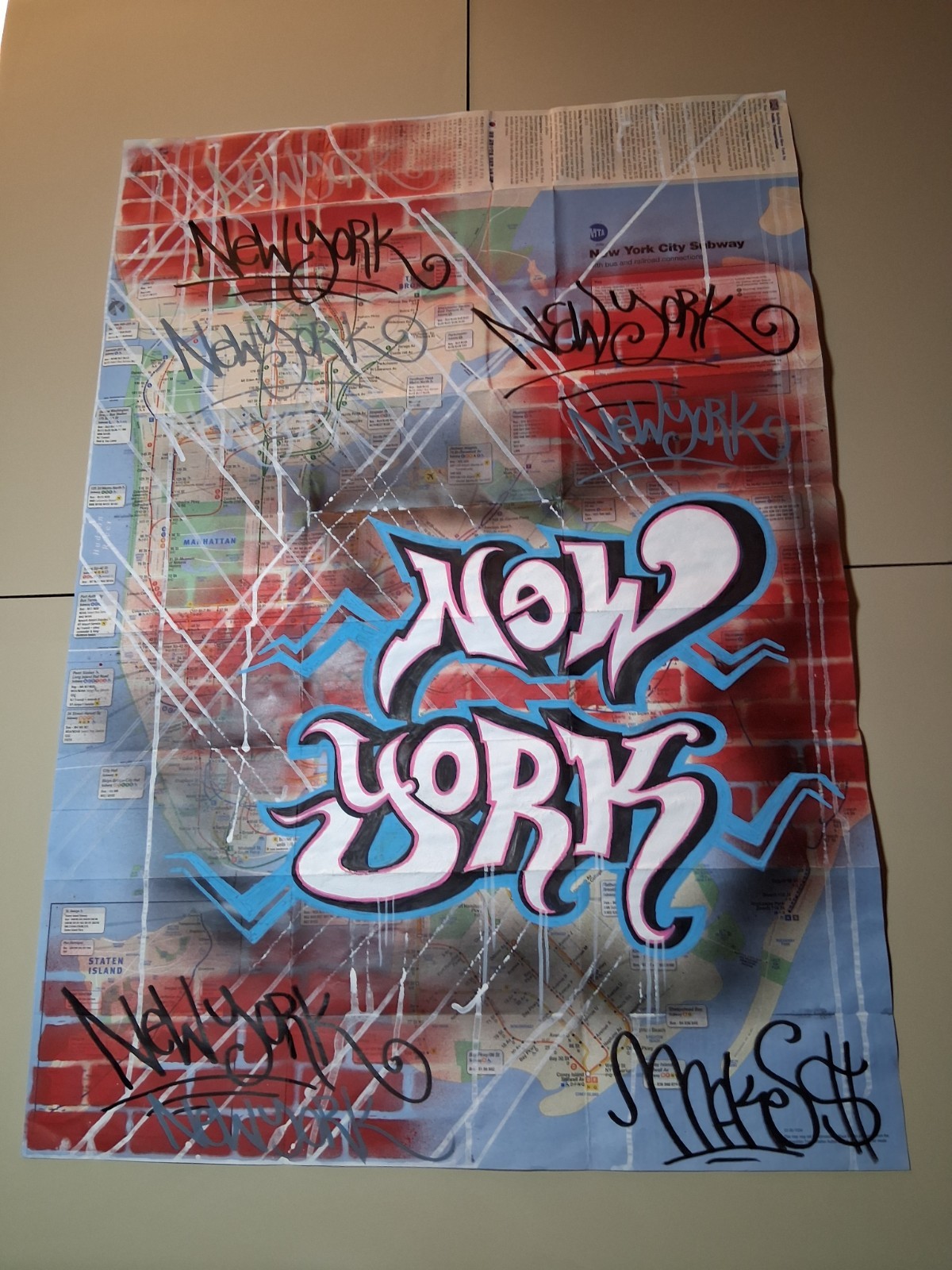 Original Subway Map – New York City Graffiti – 23 x 34 Inches – MAKE$