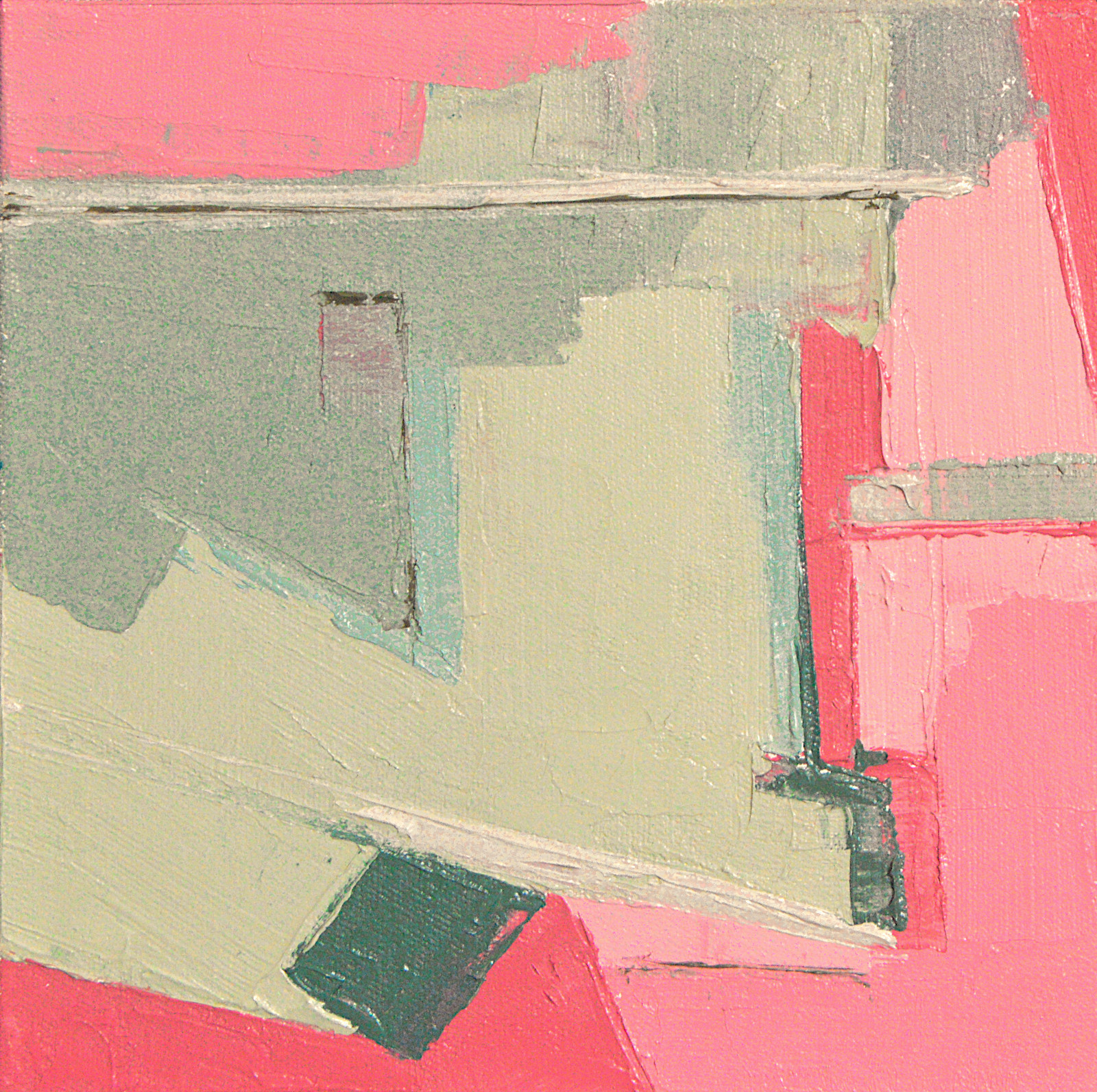 «Colorful Neighborhood», Small Textured Abstract Oil Painting | Framed Wall Art