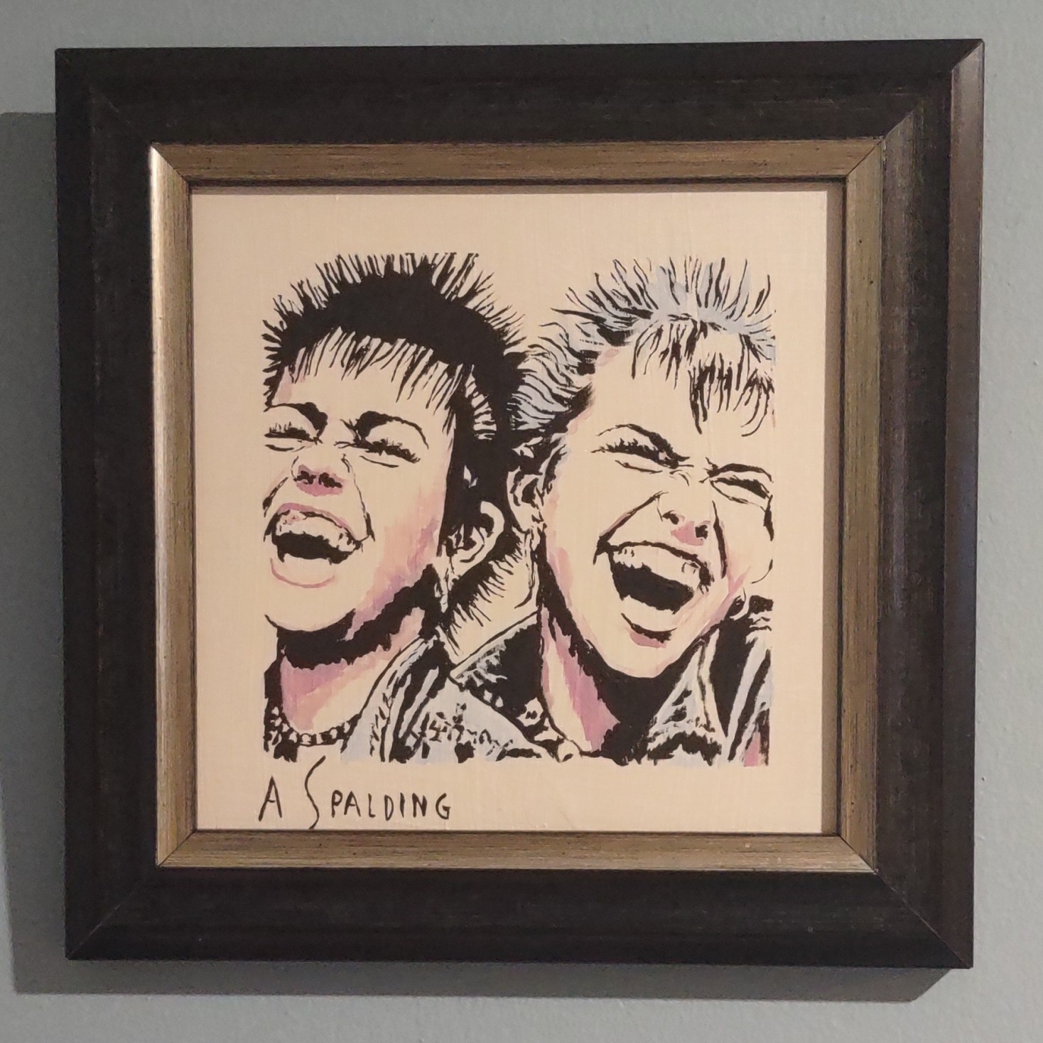 Alex Spalding Signed Framed Portrait Art on hardboard, Contemporary Style
