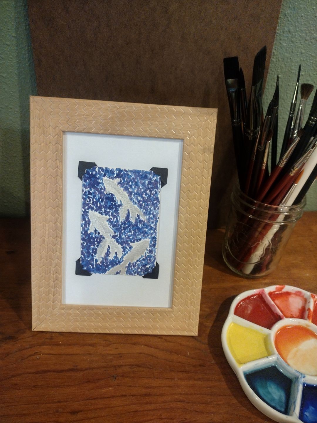 Original Watercolor ACEO, «Moonlit Swim», The Koi Pond 4/6, signed