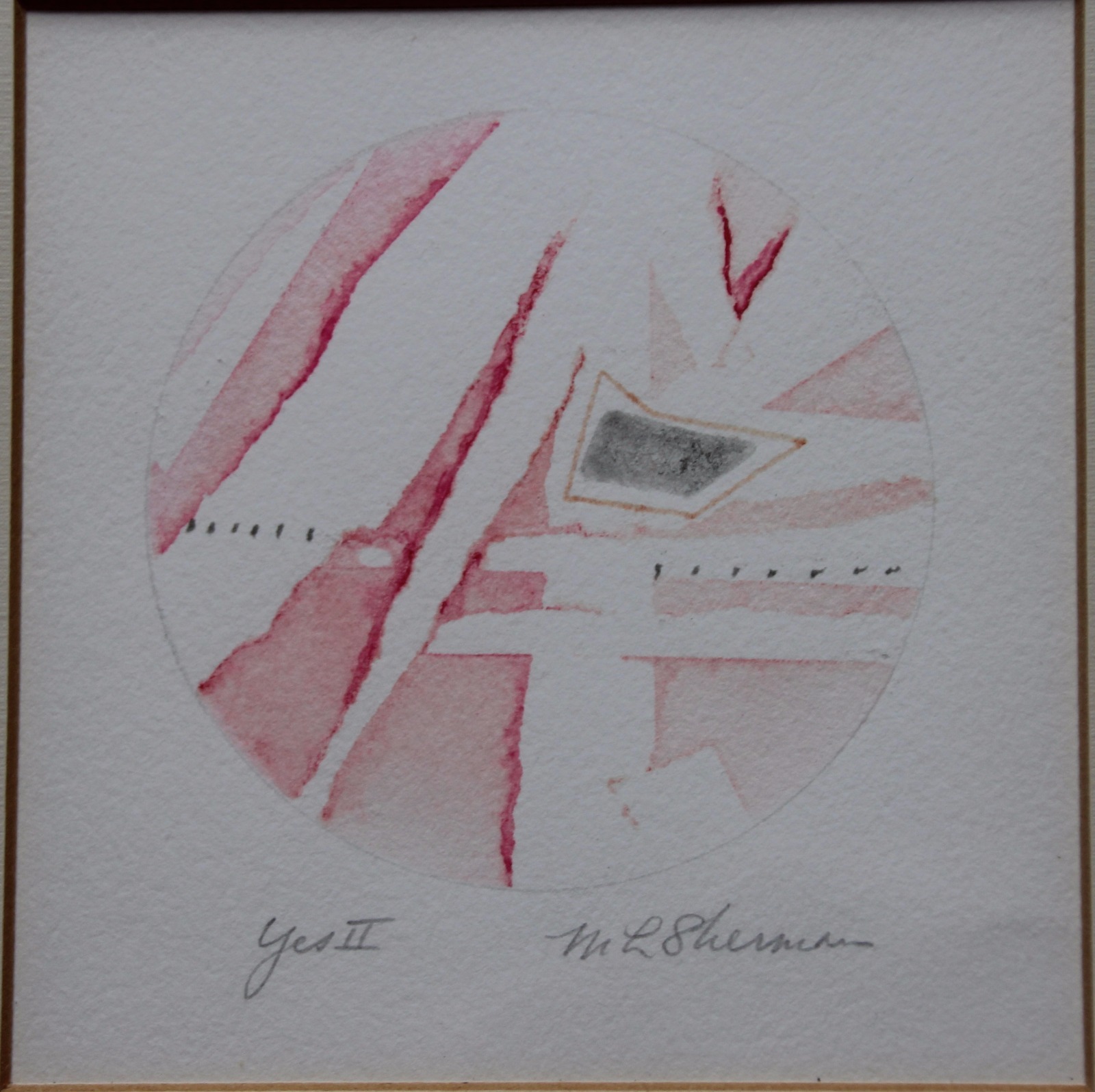 M L Sherman Abstract Artwork ‘Yes II’ Signed Matted and Framed
