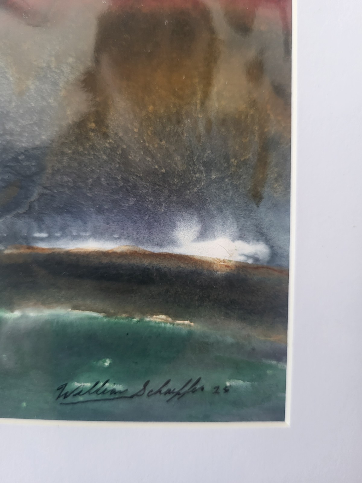 William Schaeffer Original Watercolor Tree Landscape Painting Signed Matted 10×8