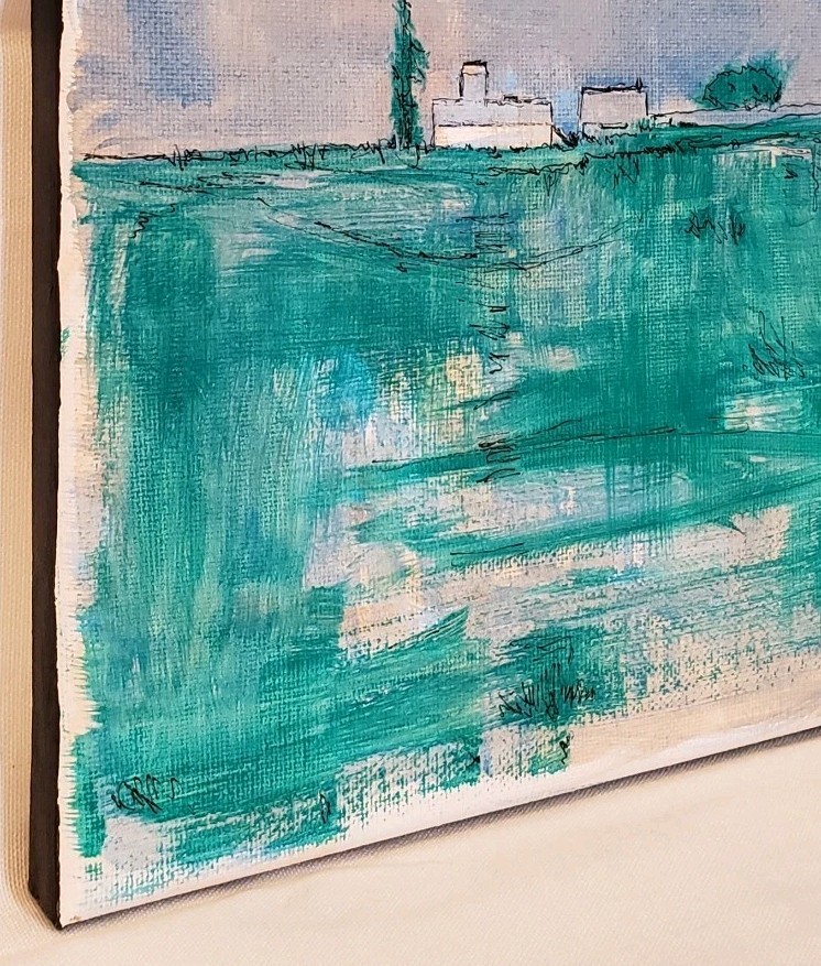 No.681 Original Abstract Minimal Landscape Painting By K.A.Davis