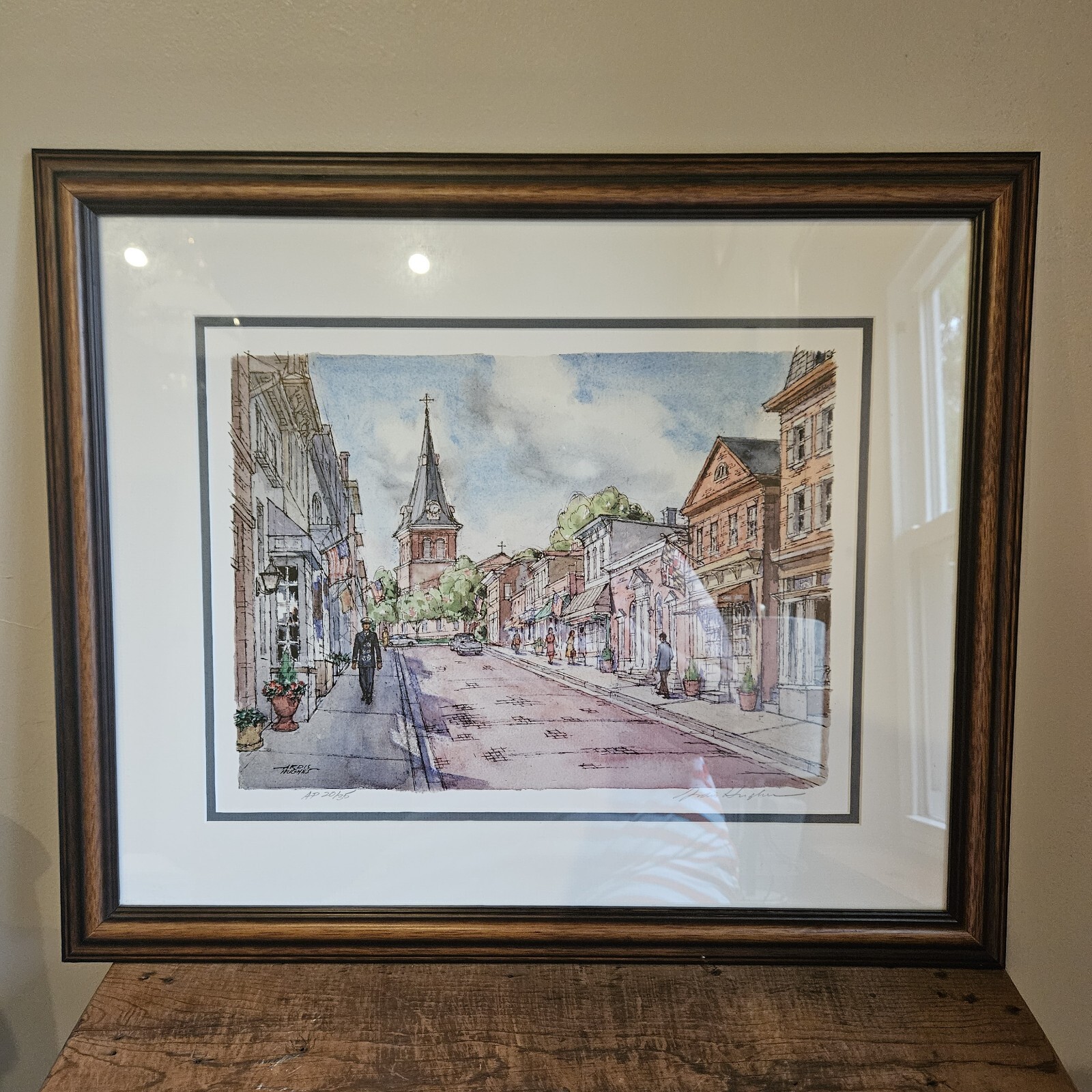 Artist Proof 20/35 Ardis Hughes (1912-2009) Street Scene Church Steeple Collecto