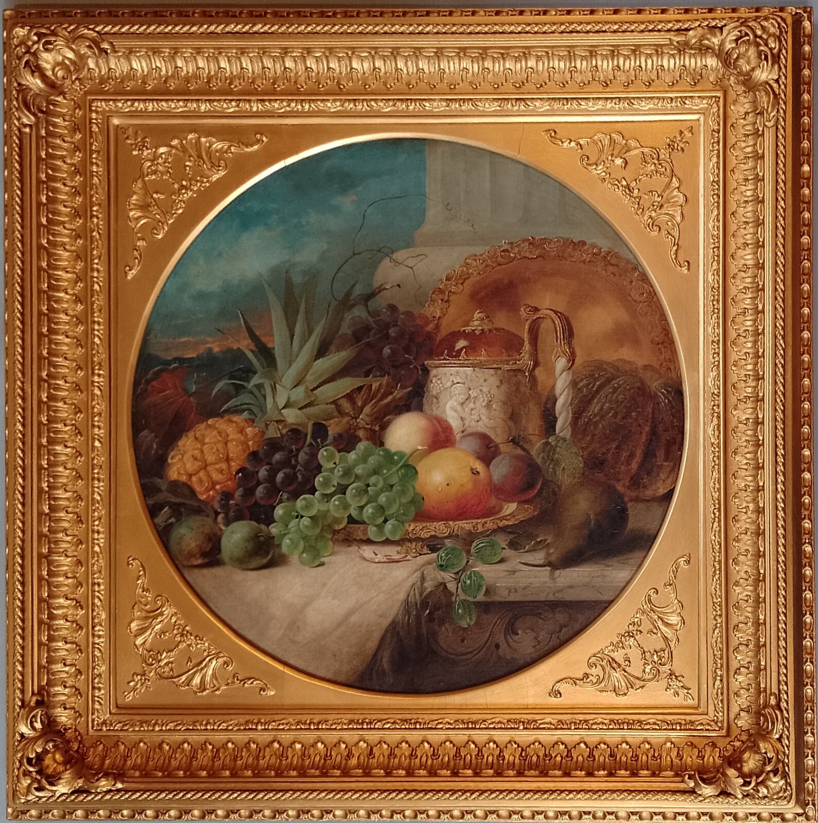 Fine Antique Large Still Life Oil Painting Of Fruit James Poulton C 1860’s