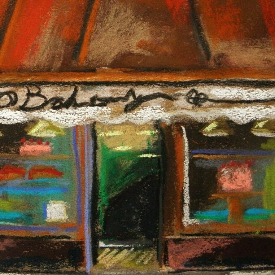 Original Bakery Sketch Food Cakes Pies Pastels Impressionism