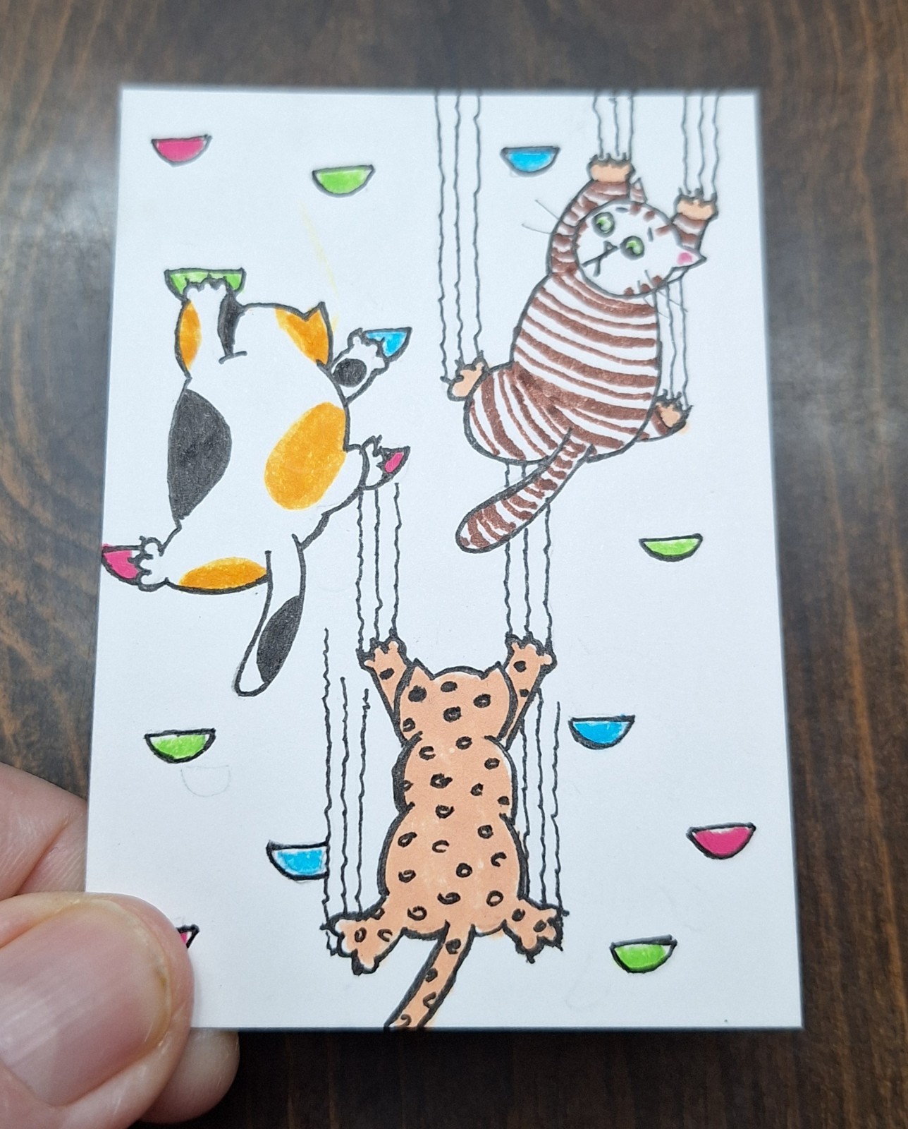 ACEO Original Kitty Cat Watercolor Cartoon Painting by Sandrajean Smith