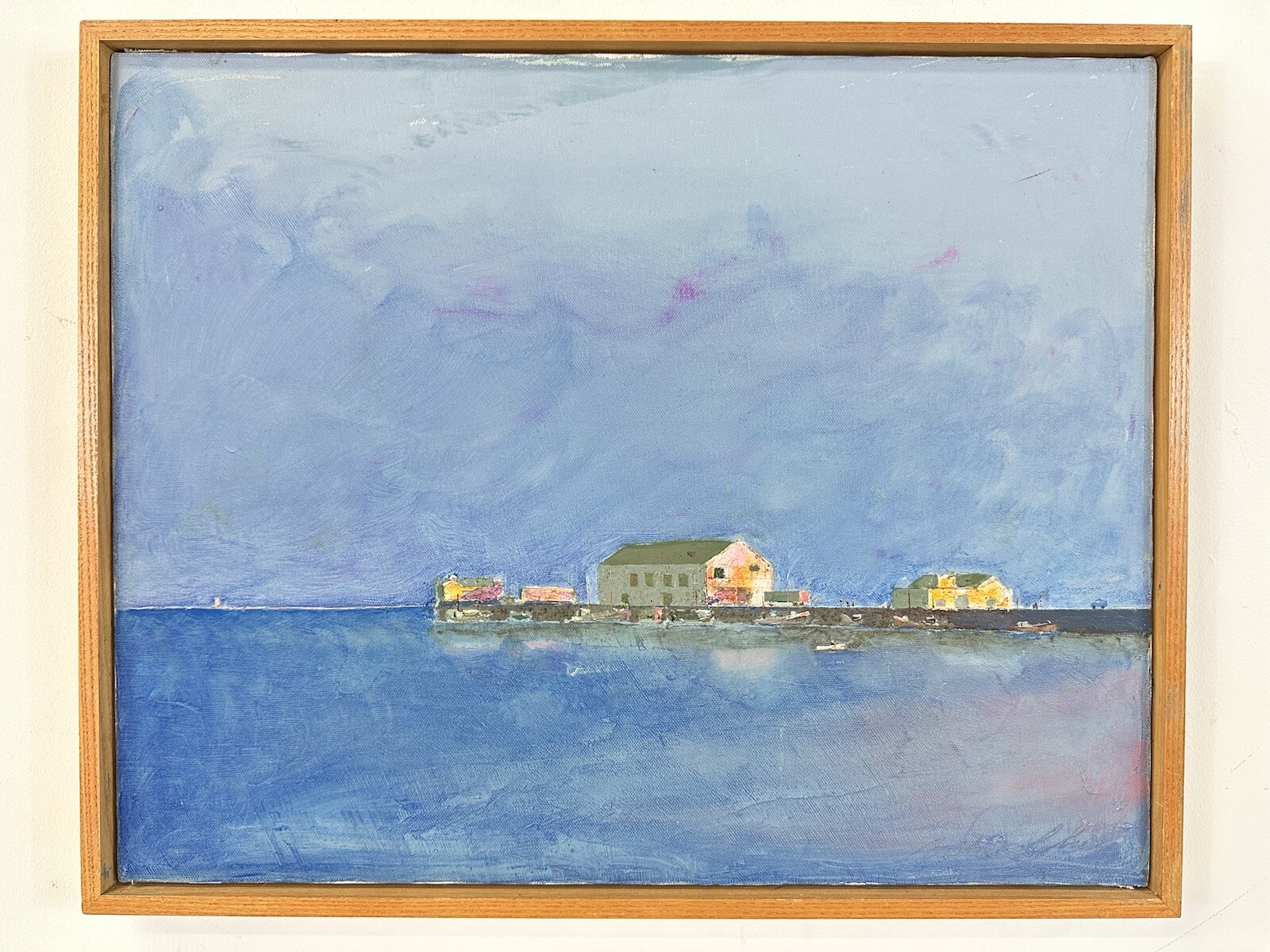Arthur M Cohen (1928-2012) «Town Wharf» Oil Painting Canvas Provincetown C. 2000