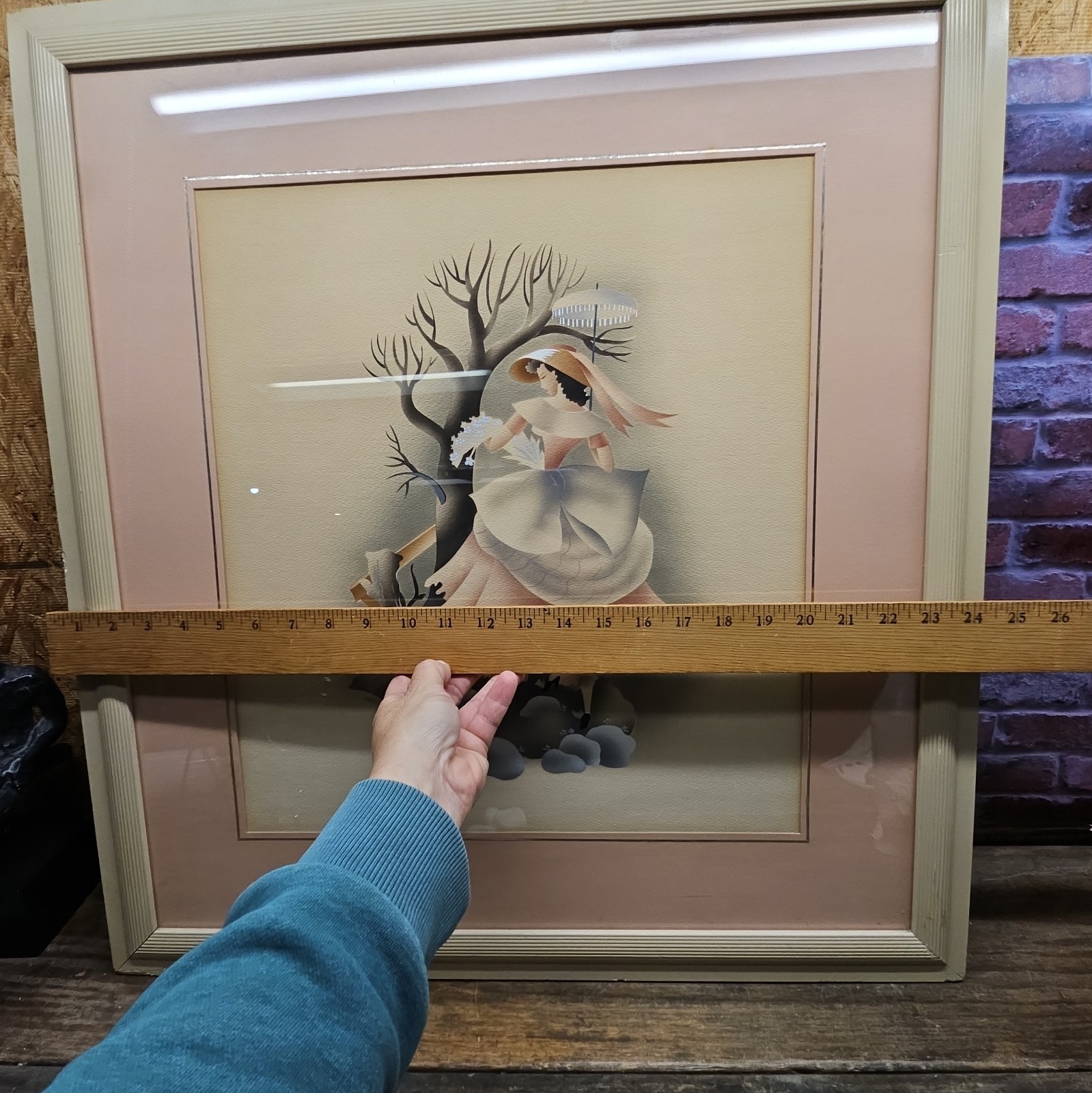 Art Deco Airbrushed Watercolor PRINT Lady with Parasol by Benjamin Harris