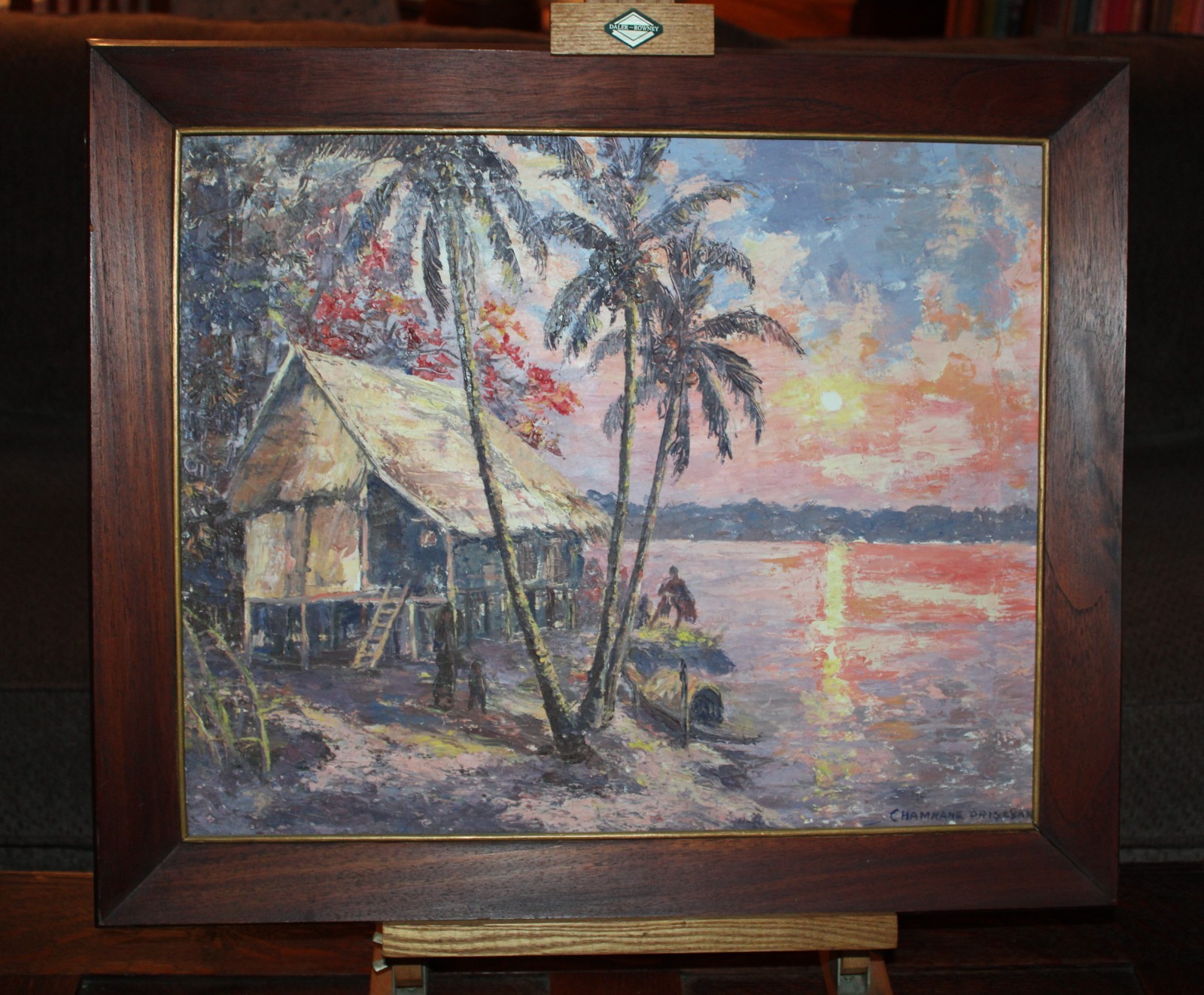 Chamnane Prisayne Oil on Canvas, Mekong River, c. 1971 Mid century, Vietnam