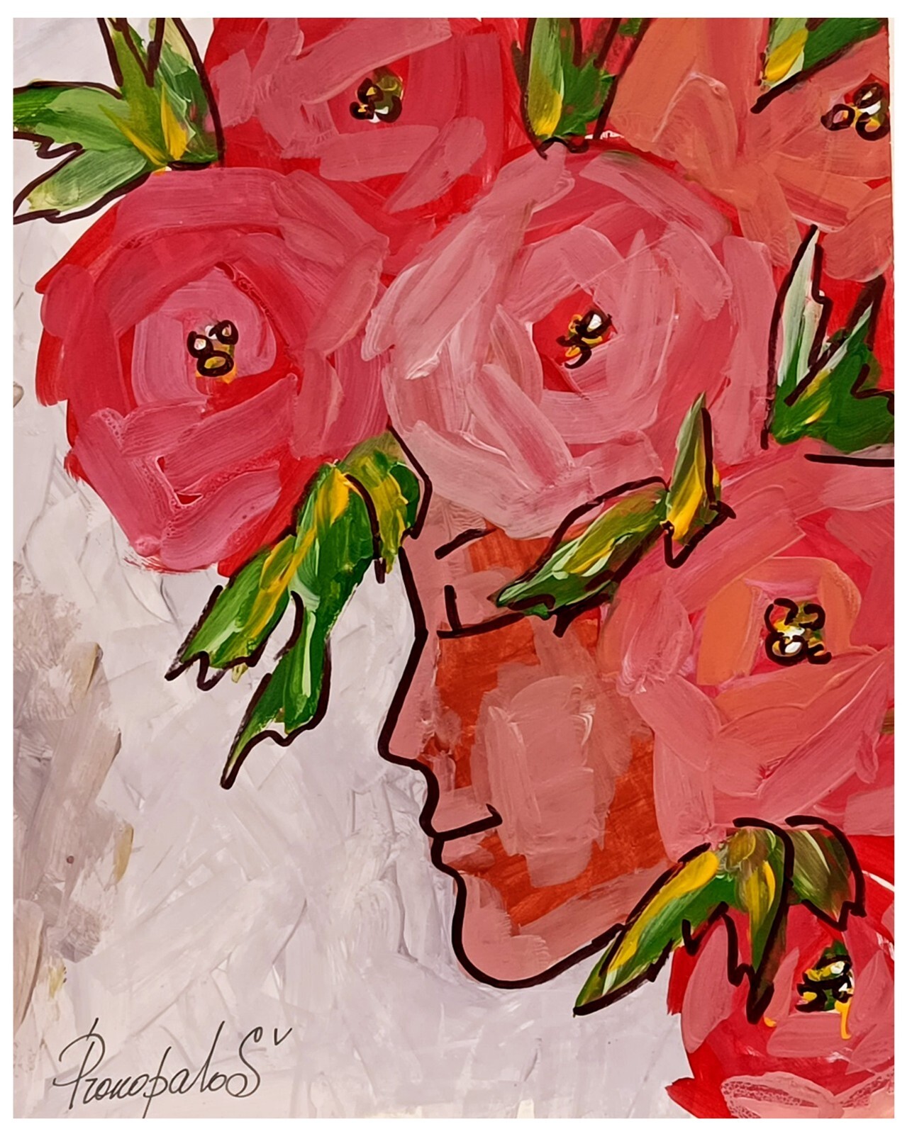 Original Art Woman Face Artwork Faceless Portrait Painting Abstract Woman Art