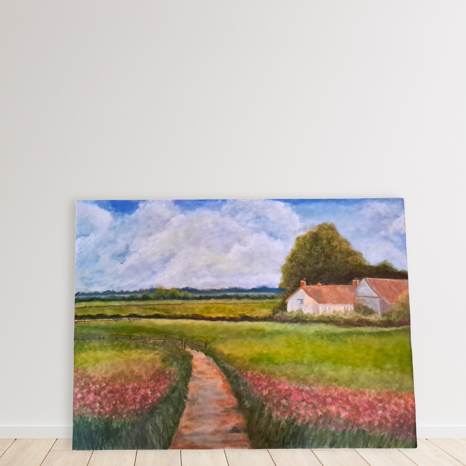 Large Countryside Rustic Farm Flower Cottage Painting Heartandhorizonart