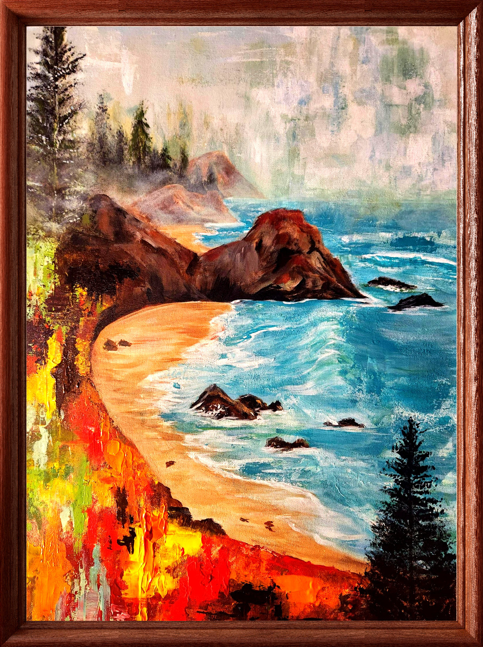 Pacific Northwest Coastal Painting 18×24 Original Acrylic and Oil Ocean Art