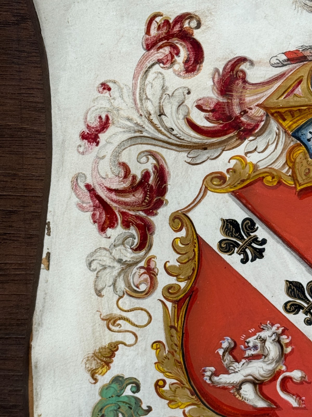 Heraldic Shield Painting on Vellum, Motto “L’Espérance Me Soutient,” 19th C